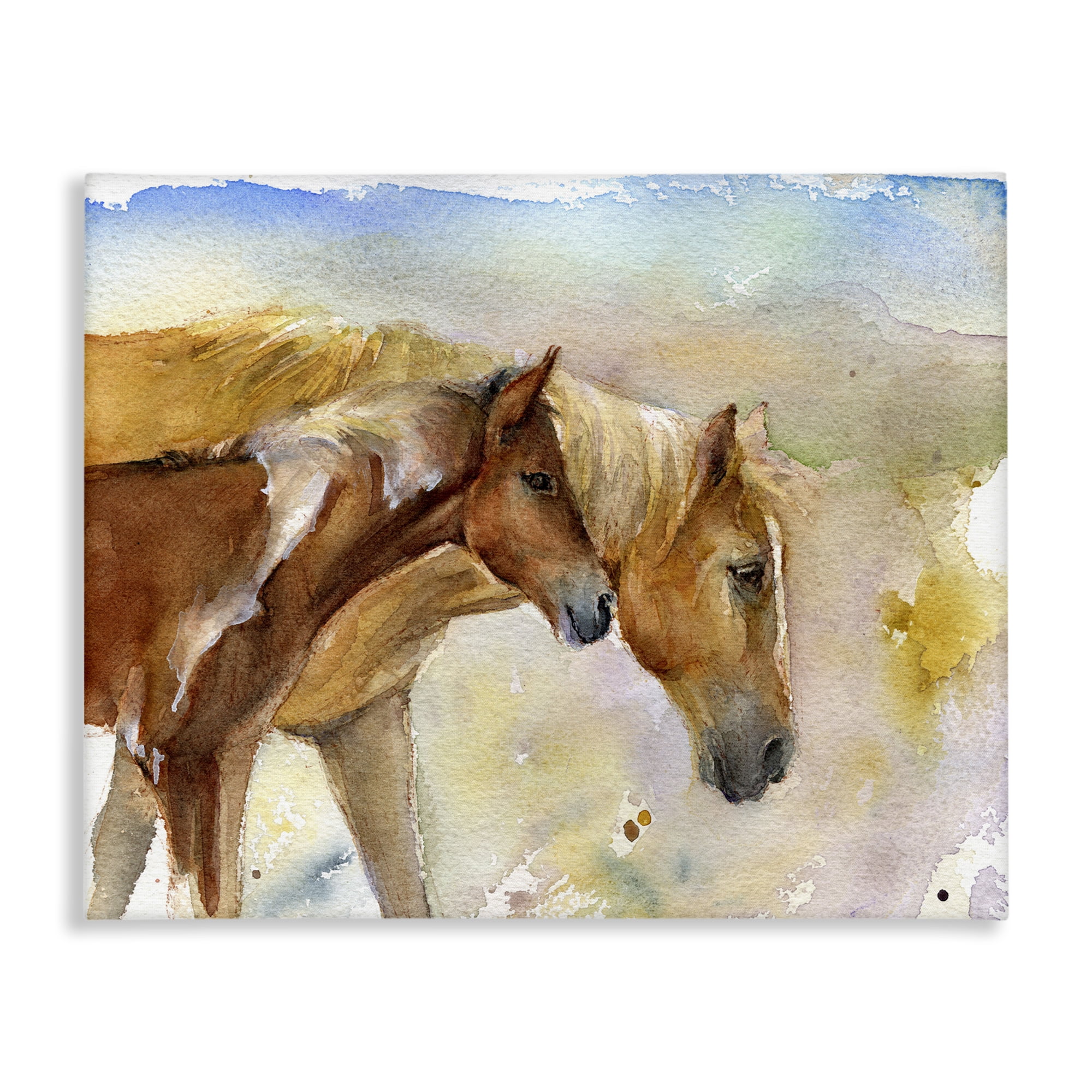 Stupell Industries Wild Horses Watercolor Animals & Insects Painting Gallery Wrapped Canvas Art Print Wall Art, 20 x 16