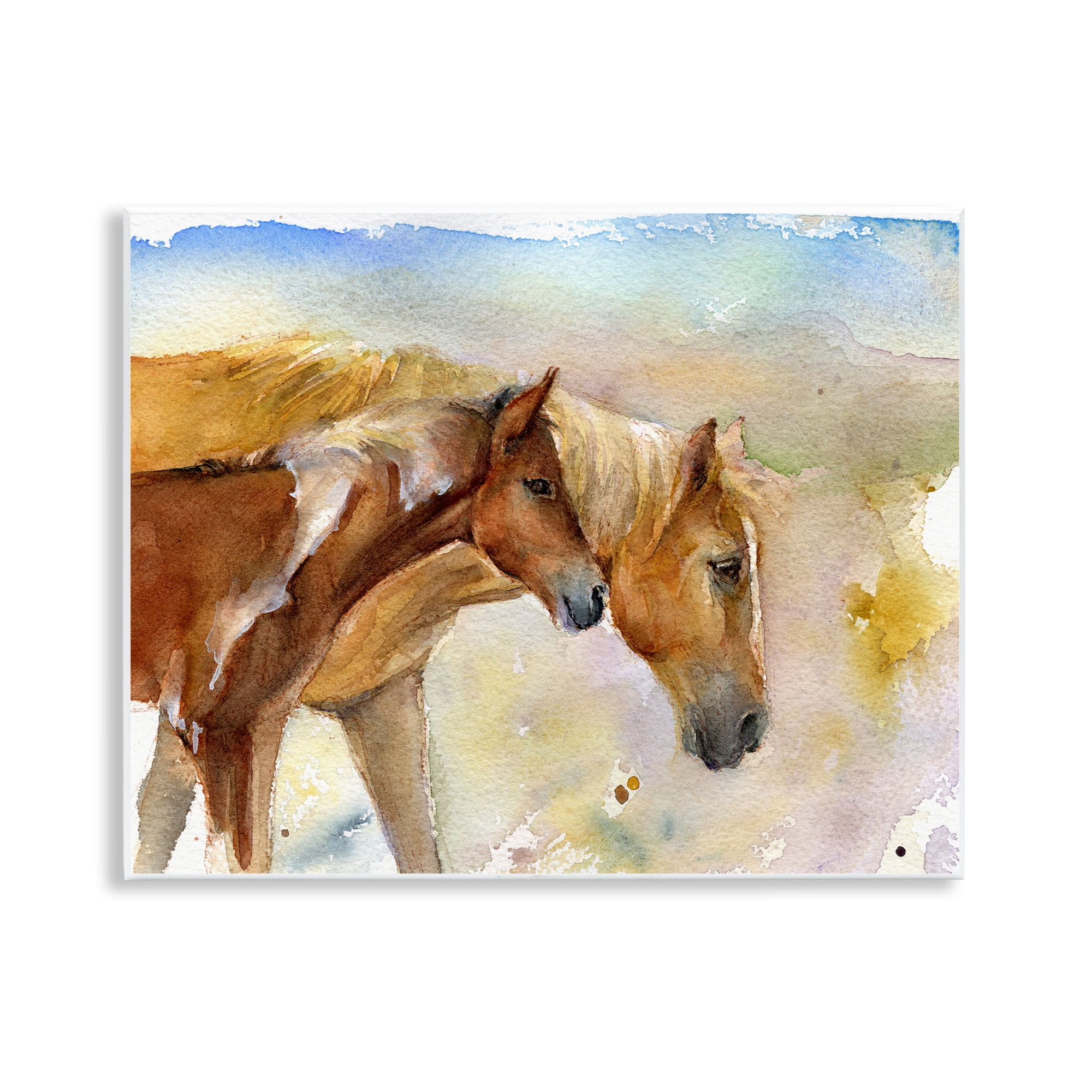 Stupell Industries Wild Horses Watercolor Animals & Insects Painting Unframed Art Print Wall Art, 14 x 11