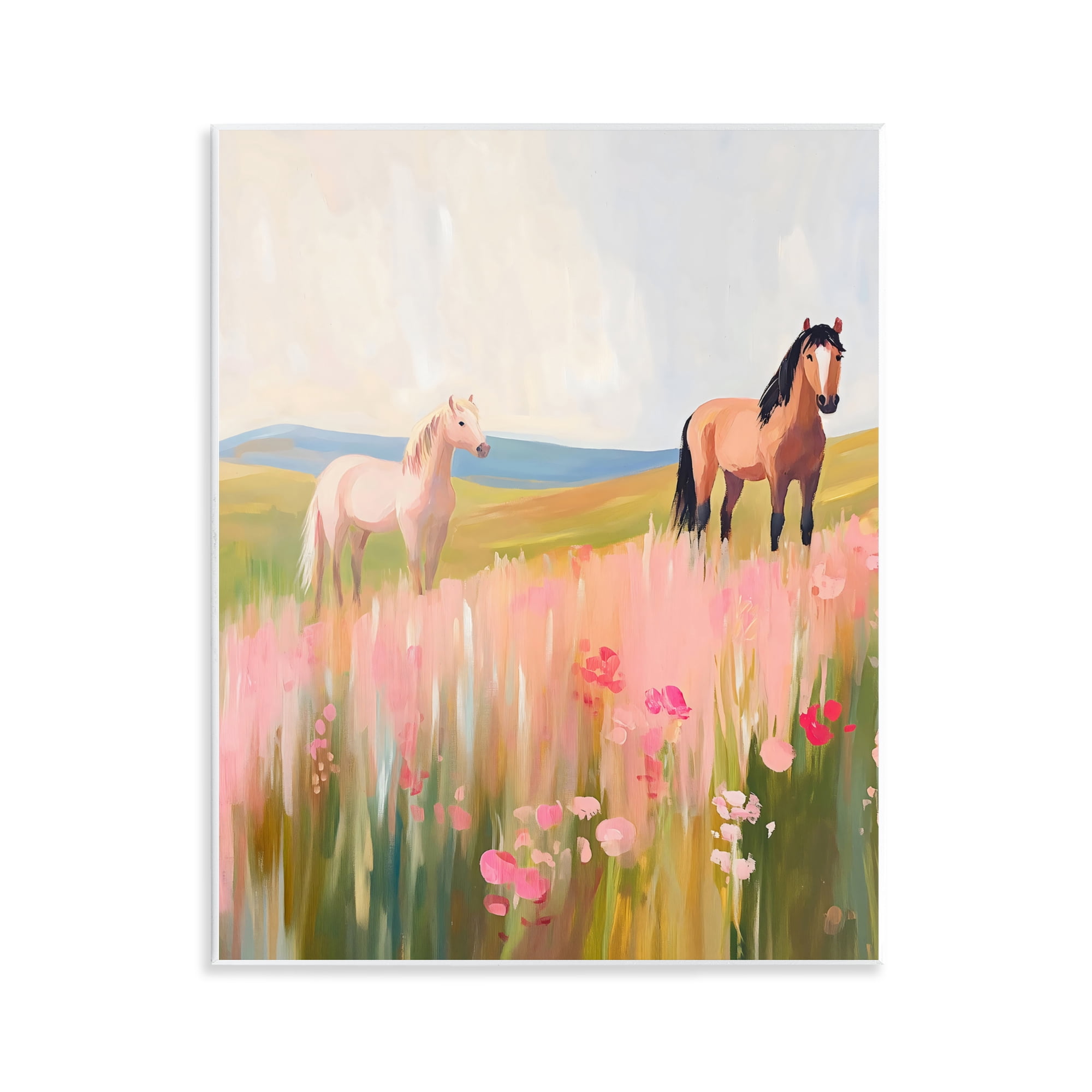Stupell Industries Wild Horses in Pink Meadow Wall Plaque Art, design by The Prints Vibe