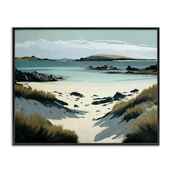 Stupell Industries Wild Island Landscape Nautical & Beach Painting Black Framed Art Print Wall Art, 20 x 16