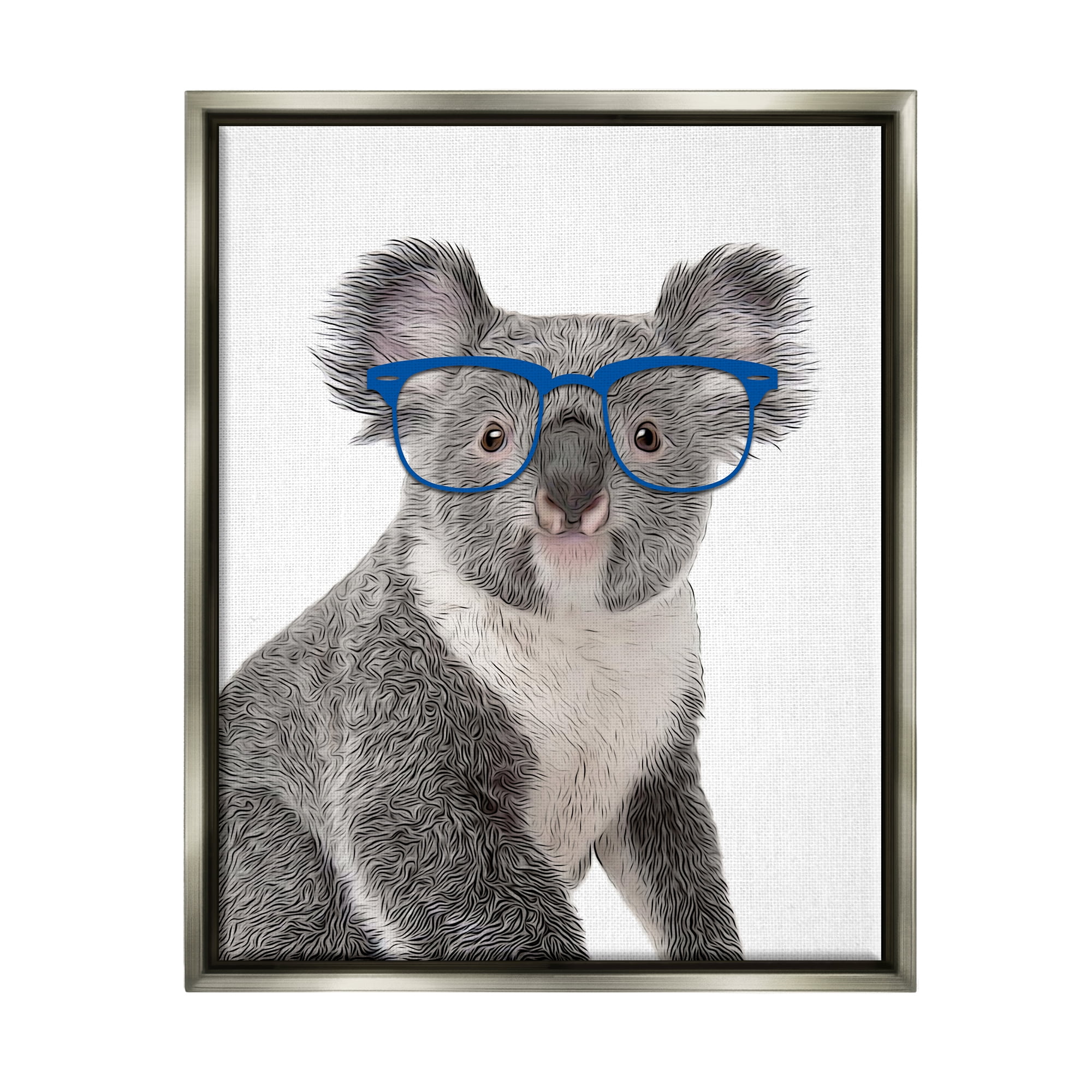 Stupell Industries Wild Koala Wearing Glasses Animal Animals & Insects Painting Gray Floater Framed Art Print Wall Art