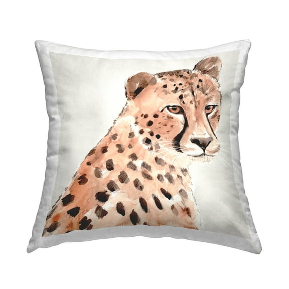 Stupell Industries Wild Leopard Portrait Square Decorative Printed Throw Pillow, 18 x 18