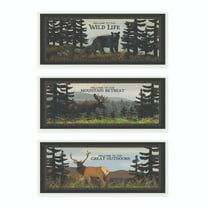 Stupell Industries Wild Life Bear Moose Elk Animal Country Landscape Design 3pc Wall Plaque Art Set by Stephanie Workman Marrott