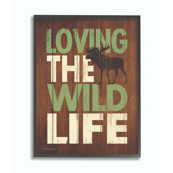 Stupell Industries Wild Life Country Home Wood Textured Word Design Framed Giclee Texturized Art by Stephanie Workman Marrott