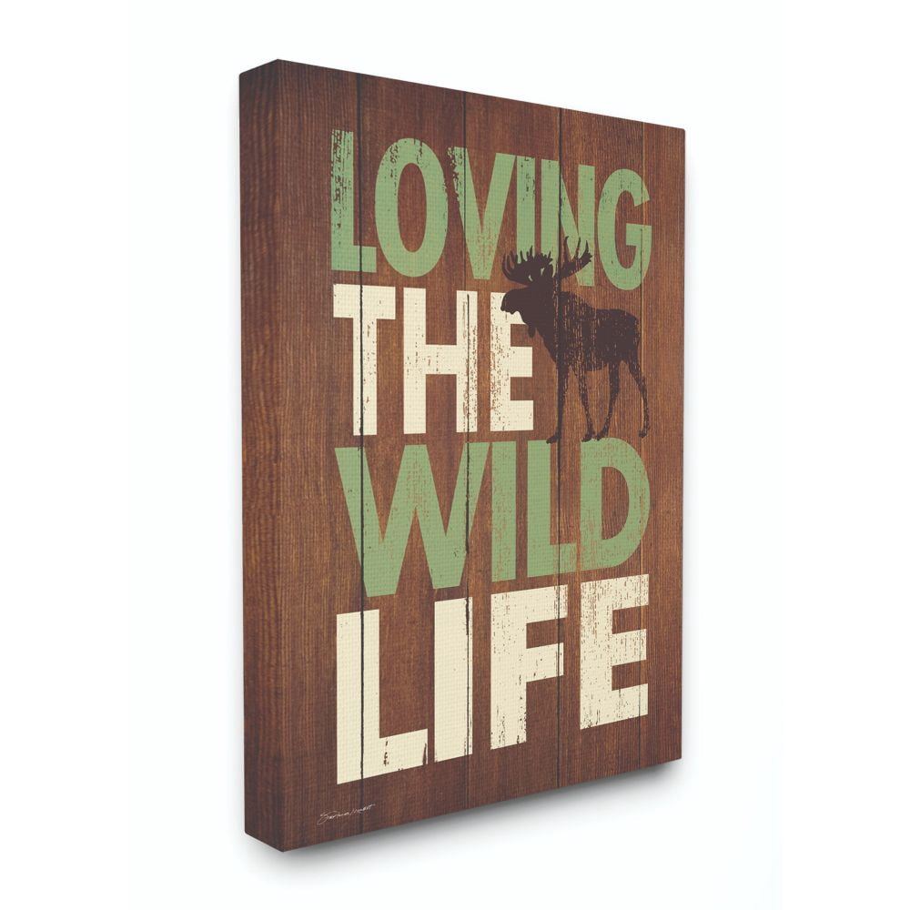 Stupell Industries Wild Life Country Home Wood Textured Word Design Super Canvas Wall Art by Stephanie Workman Marrott