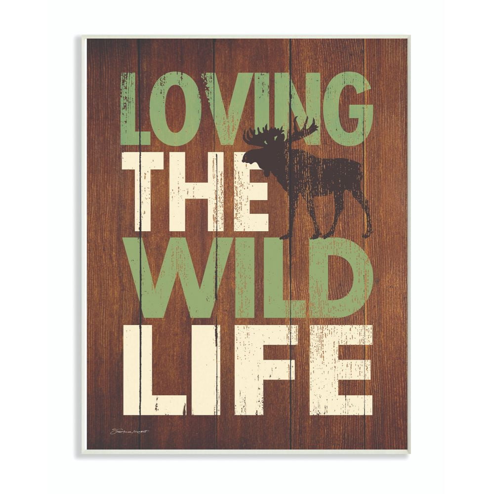 Stupell Industries Wild Life Country Home Wood Textured Word Design Wall Plaque Art by Stephanie Workman Marrott