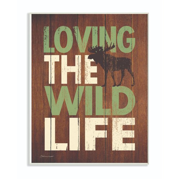 Stupell Industries Wild Life Country Home Wood Textured Word Design Wall Plaque Art by Stephanie Workman Marrott