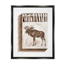 Stupell Industries Wild Moose Matchbook Sketch Animals & Insects Painting Black Floater Framed Art Print Wall Art
