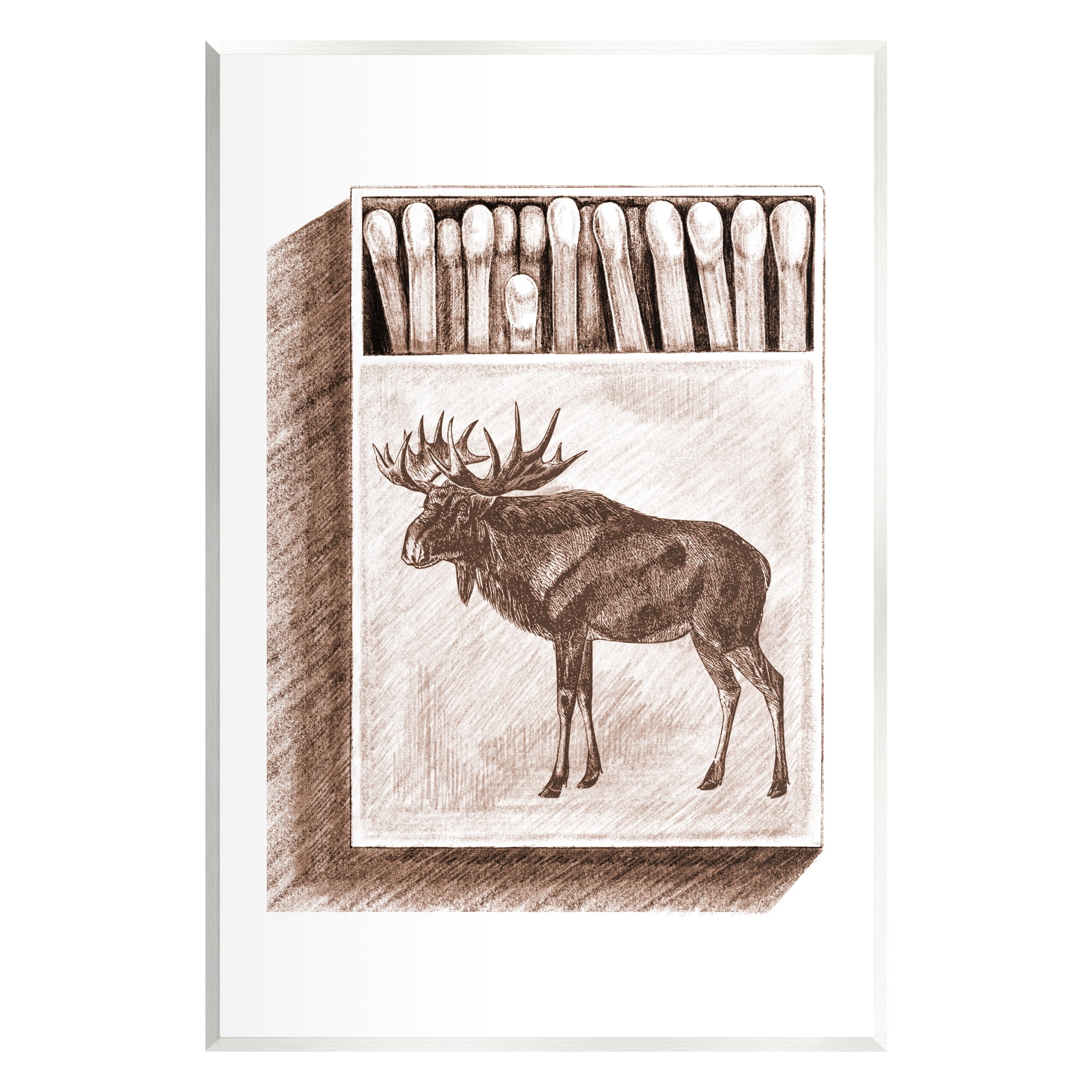 Stupell Industries Wild Moose Matchbook Sketch Animals & Insects Painting Unframed Art Print Wall Art