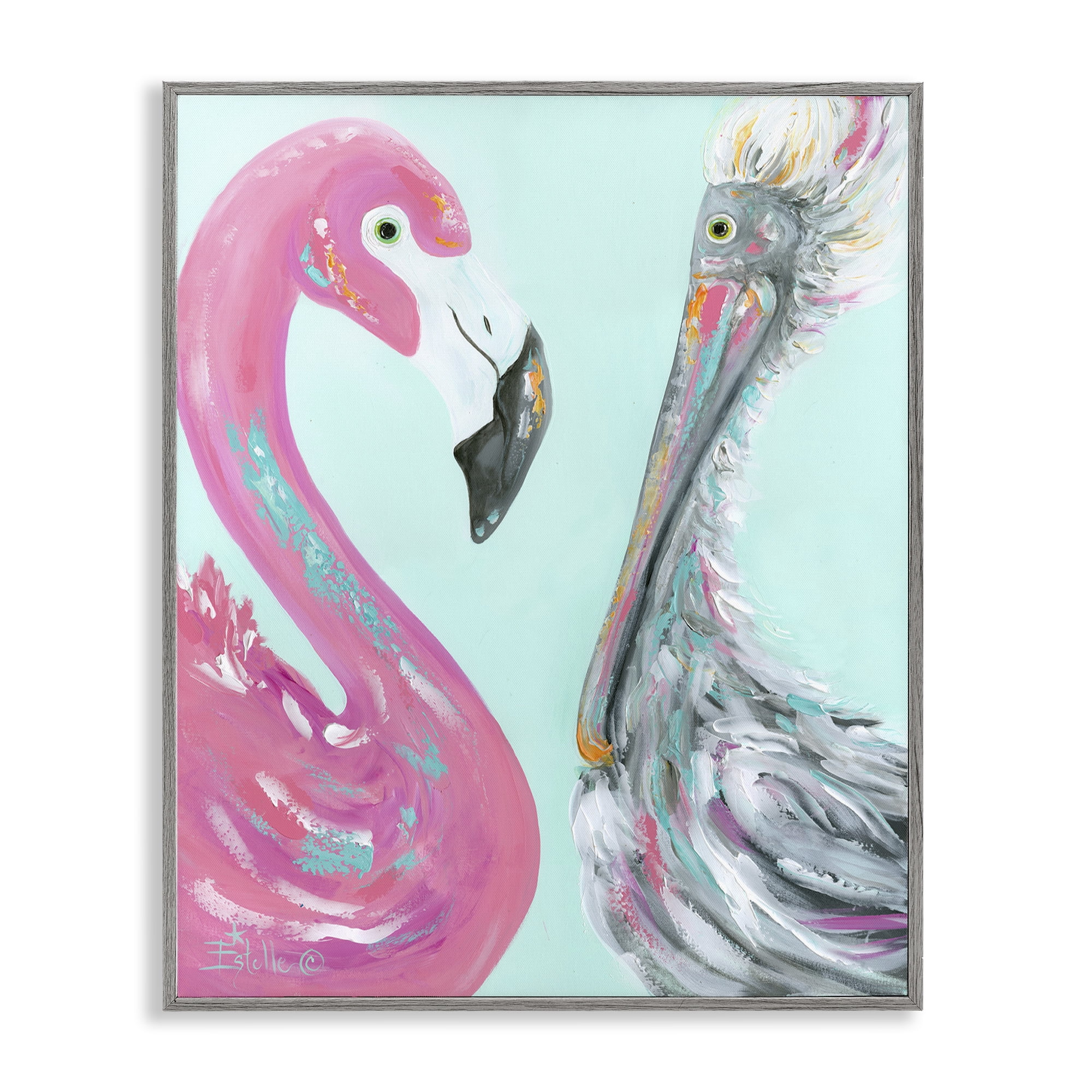 Stupell Industries Wild Nautical Birds Animals & Insects Painting Gray Framed Art Print Wall Art, 11 x 14