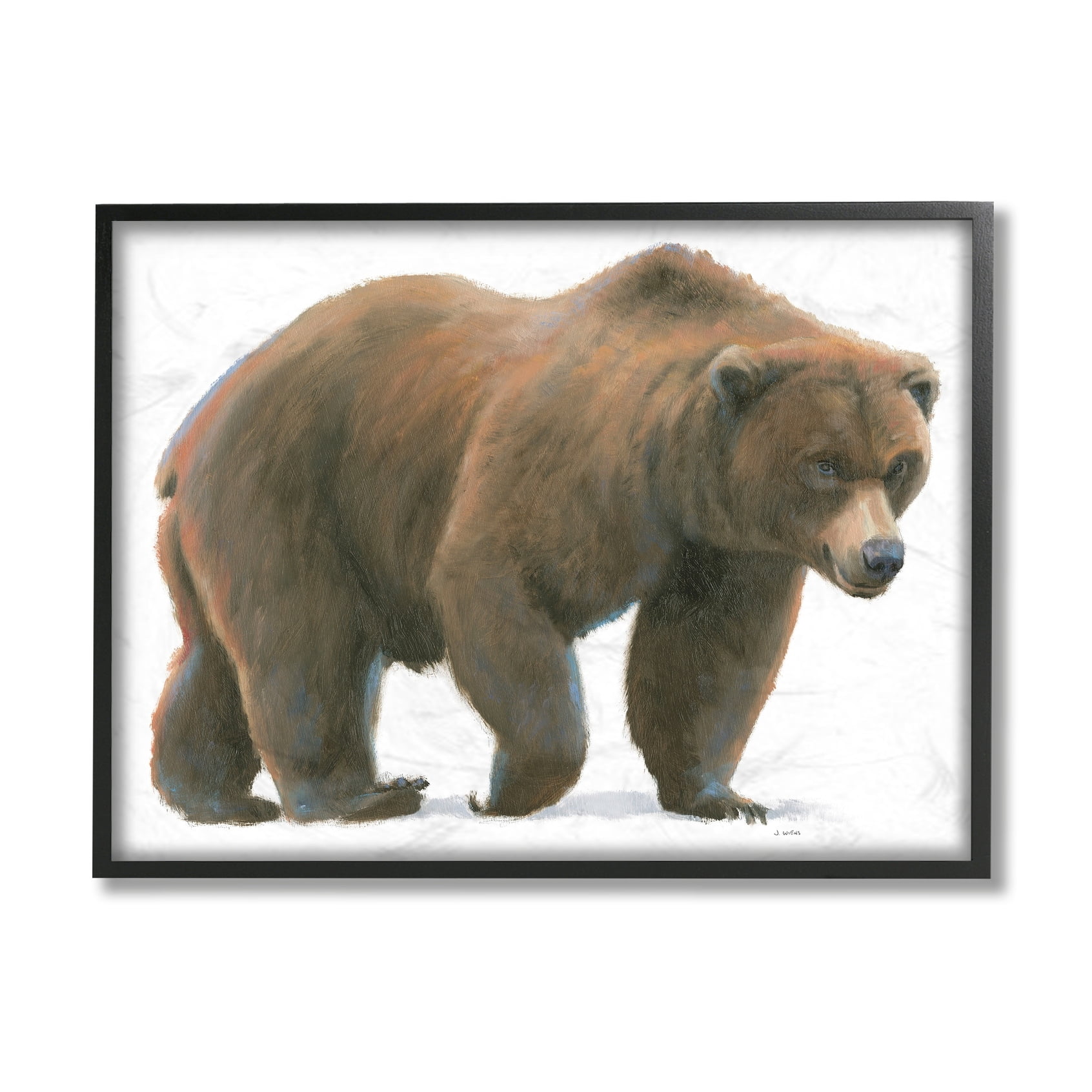 Stupell Industries Wild Northern Bear Minimal Forest Animal Black Framed, 16 x 20, Design by James Wiens