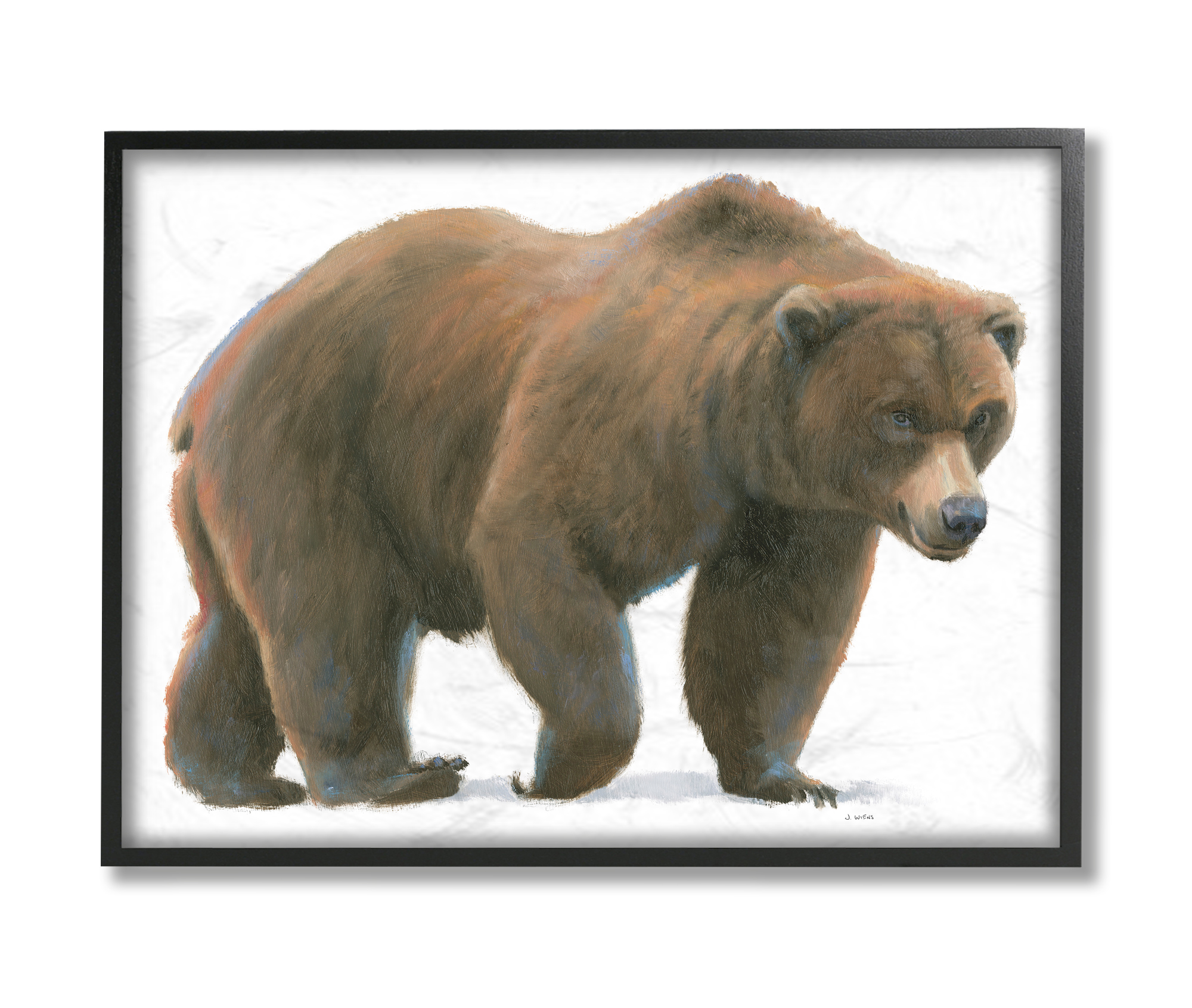 Stupell Industries Wild Northern Bear Minimal Forest Animal Grey Framed, 16 x 20, Design by James Wiens