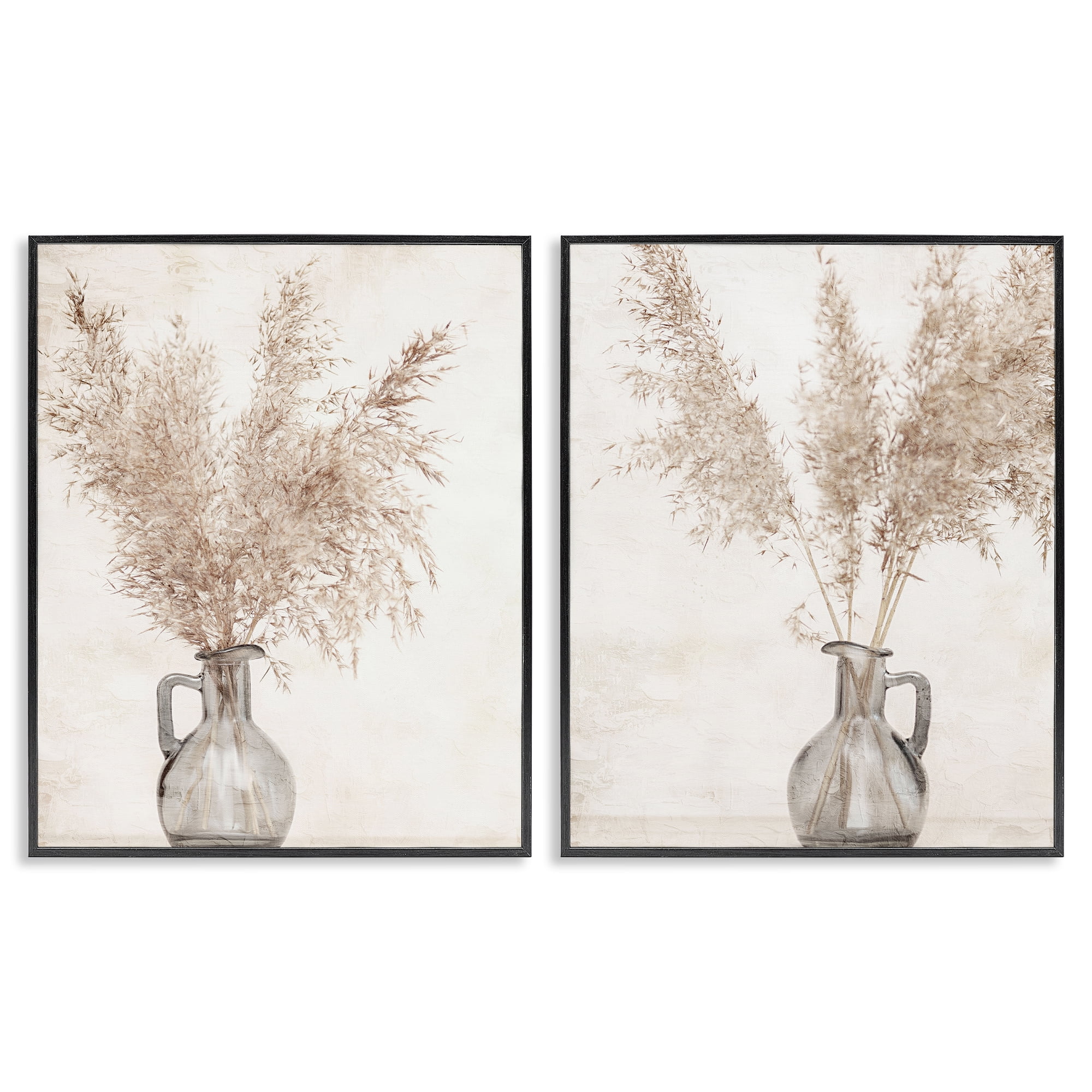 Stupell Industries Wild Pampas Stalks Vase Plants & Flowers Photography Black Framed Art Print Wall Art, 16 x 20, Set of 2