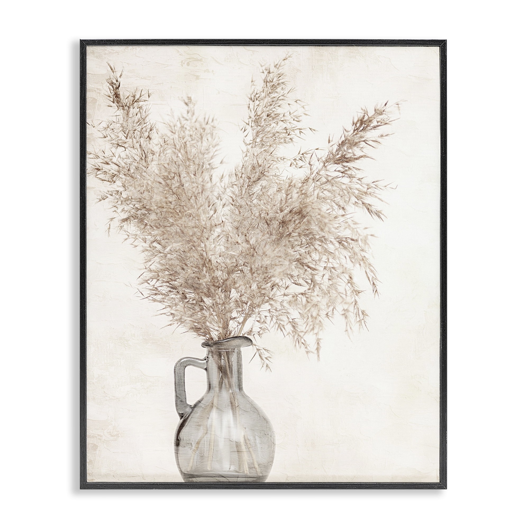 Stupell Industries Wild Pampas Vase Botanical & Floral Painting Black Framed Art Print Wall Art, 24 x 30