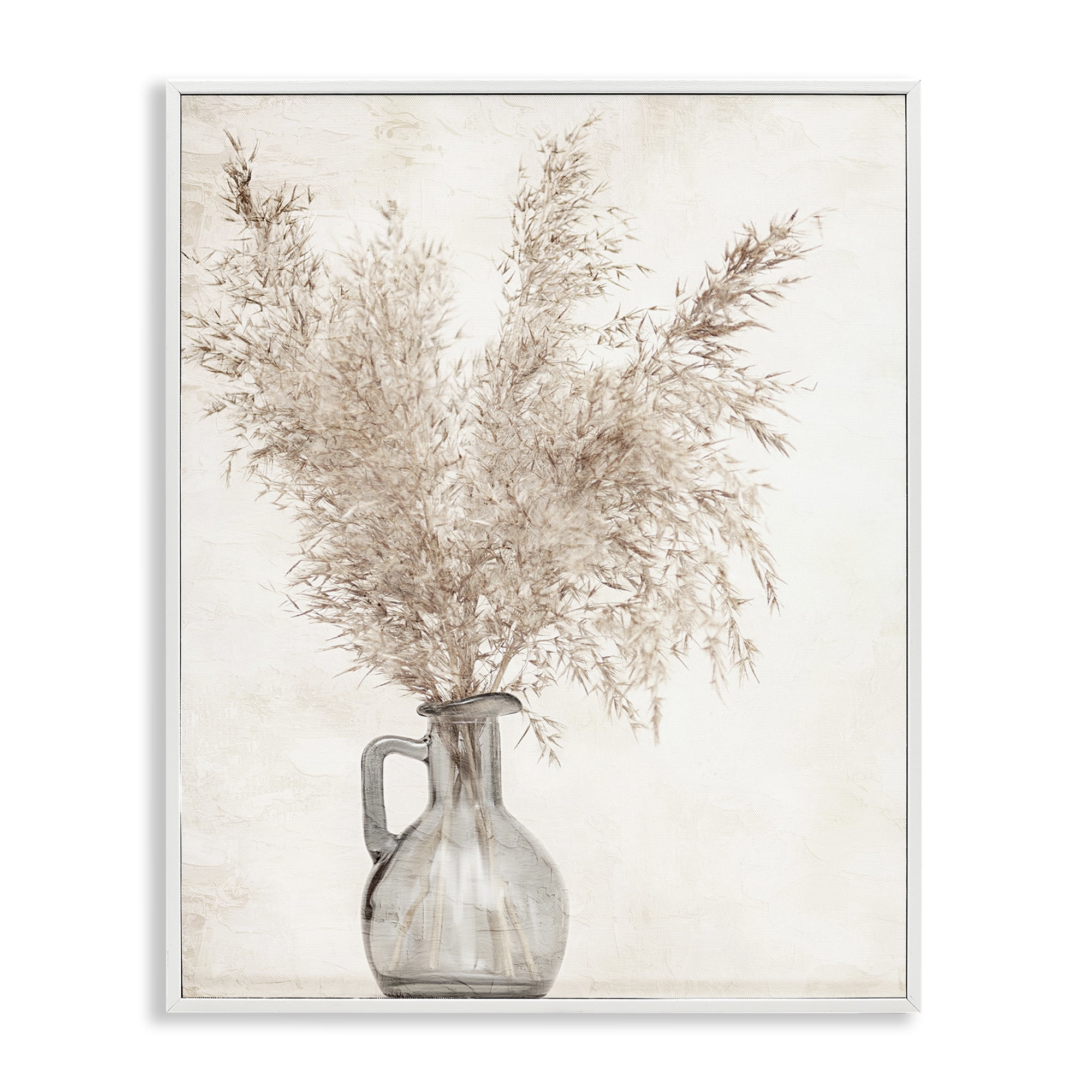Stupell Industries Wild Pampas Vase Botanical & Floral Painting White Framed Art Print Wall Art, 16 x 20