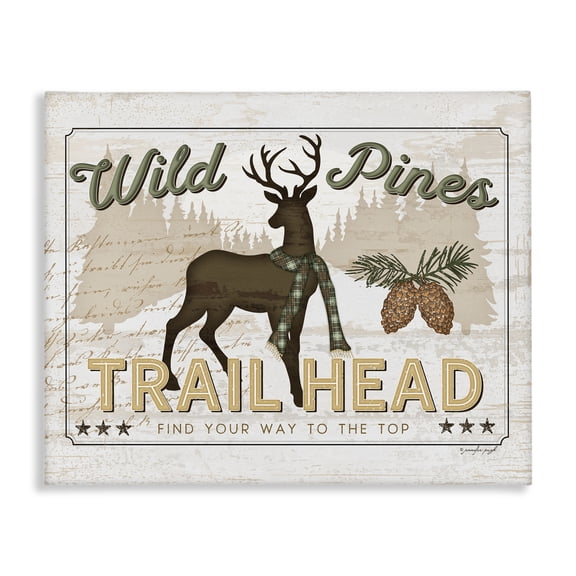 Stupell Industries Wild Pines Trailhead Animals Painting Wrapped Canvas Canvas Art Print Wall Art, 40 x 30