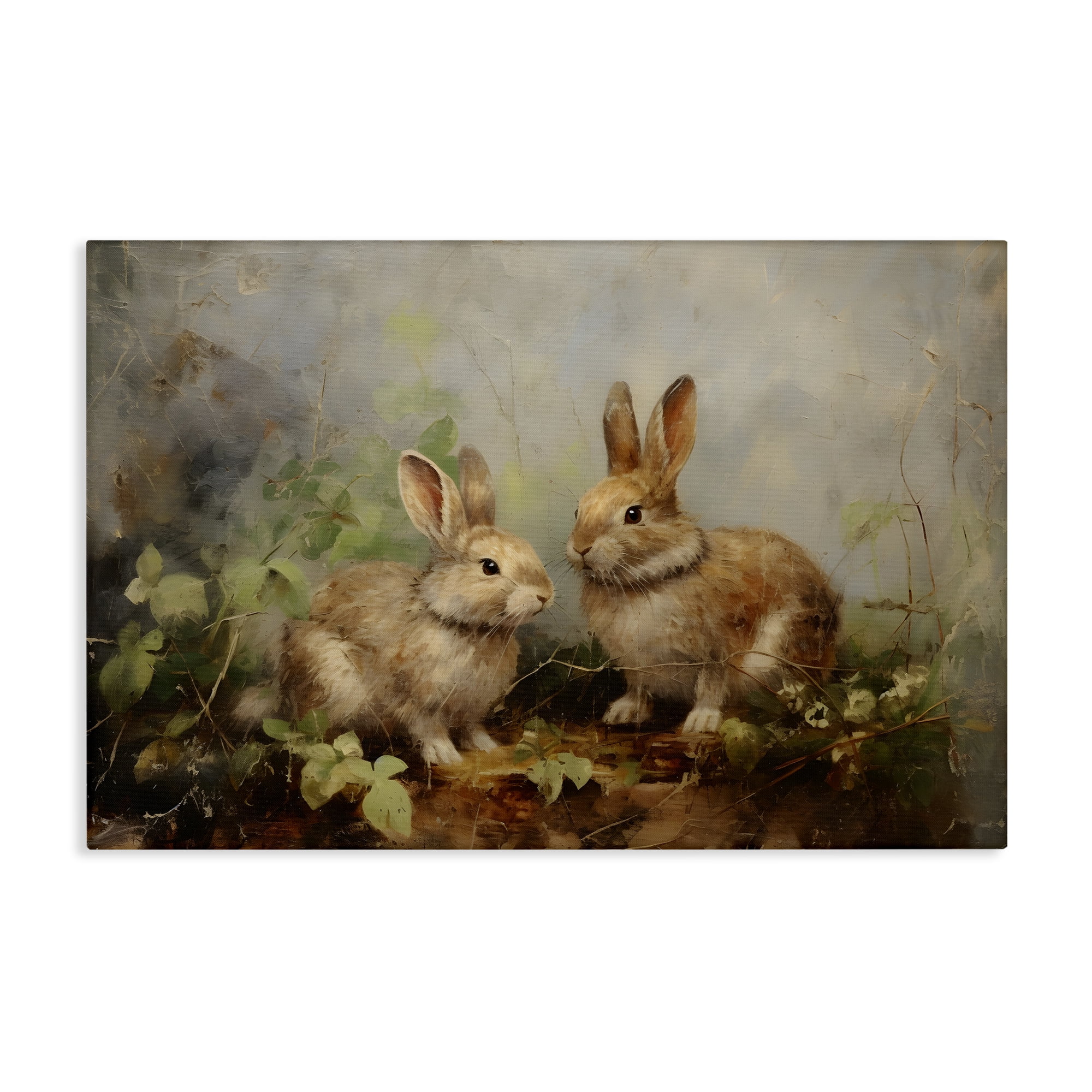 Stupell Industries Wild Rabbits in Nature Animals & Insects Painting Gallery Wrapped Canvas Art Print Wall Art, 30 x 20