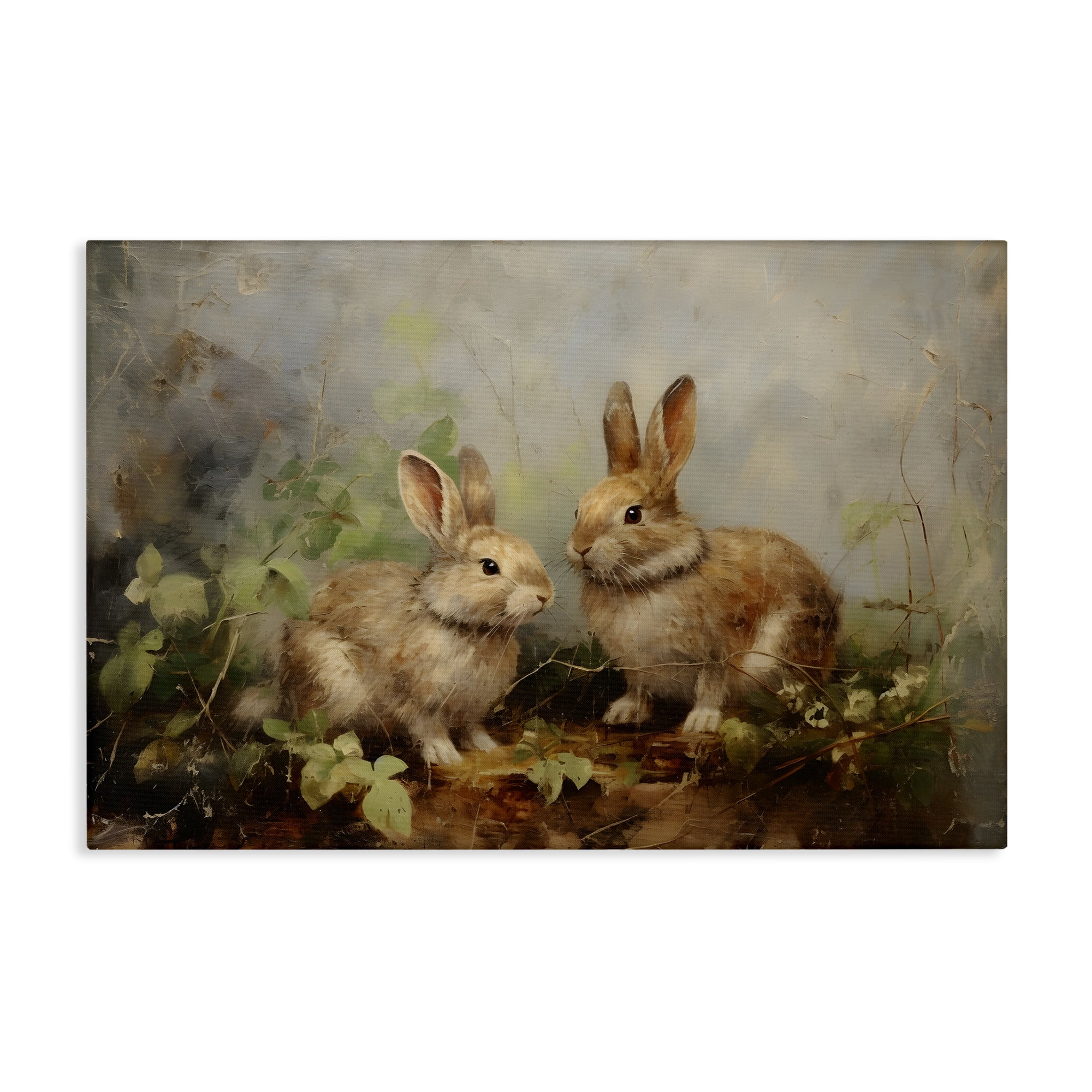 Stupell Industries Wild Rabbits in Nature Animals & Insects Painting Gallery Wrapped Canvas Art Print Wall Art, 45 x 30