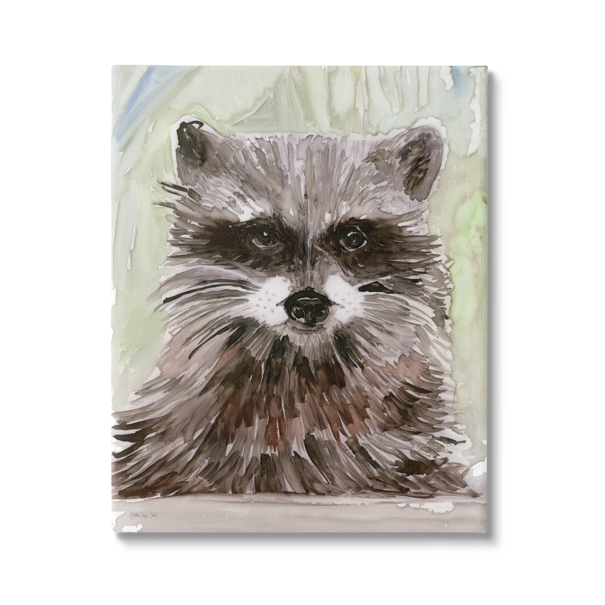 Stupell Industries Wild Raccoon Peeking Layered Painterly Brushstrokes Canvas Wall Art, 24 x 30, Design by Stellar Design Studio