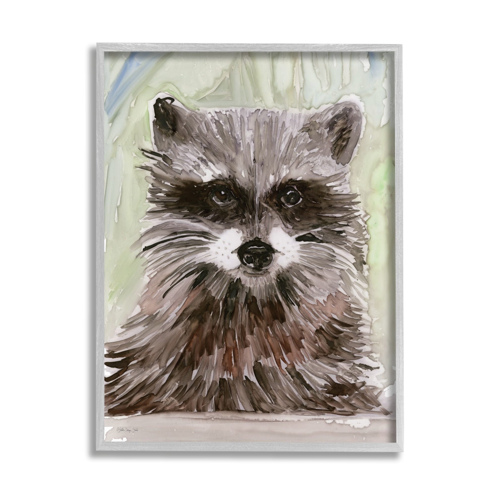 Stupell Industries Wild Raccoon Peeking Layered Painterly Brushstrokes Framed Wall Art, 11 x 14, Design by Stellar Design Studio