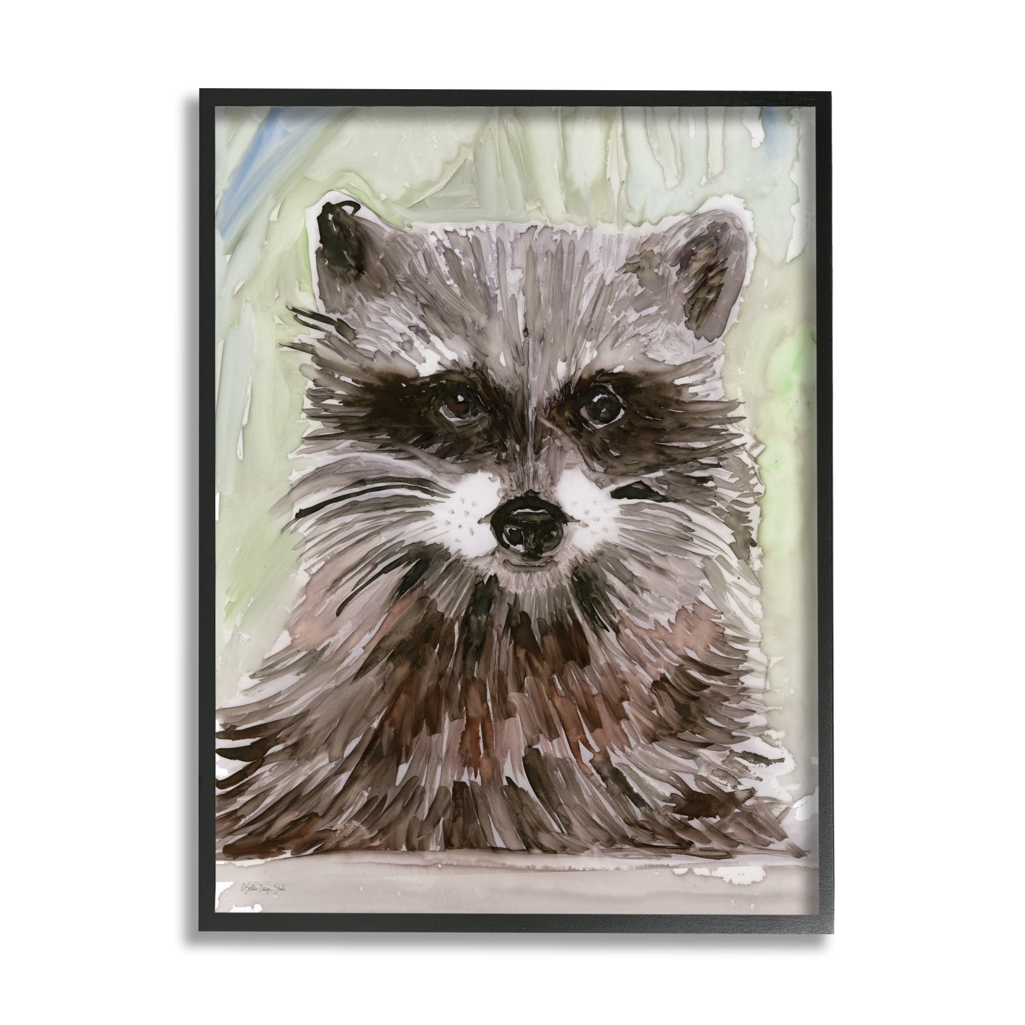 Stupell Industries Wild Raccoon Peeking Layered Painterly Brushstrokes Framed Wall Art, 11 x 14, Design by Stellar Design Studio
