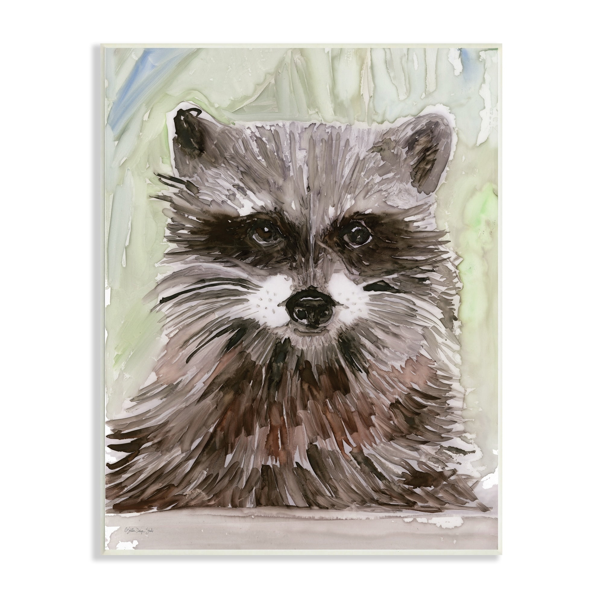 Stupell Industries Wild Raccoon Peeking Layered Painterly Brushstrokes Wood Wall Art, 13 x 19, Design by Stellar Design Studio
