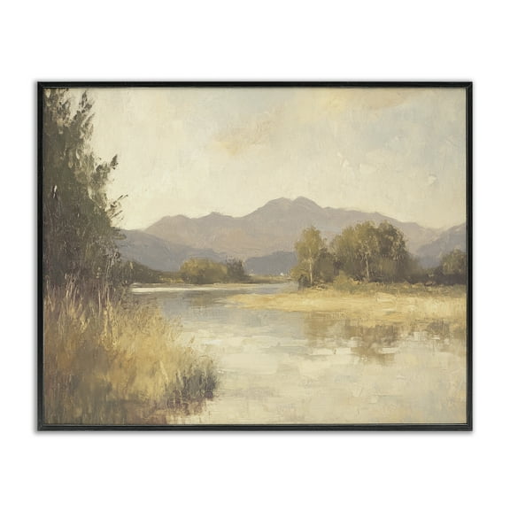 Stupell Industries Wild River Mountain View Landscape & Nature Painting Black Framed Art Print Wall Art, 14 x 11