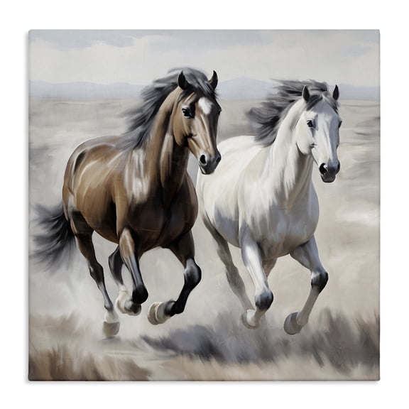 Stupell Industries Wild Run Horse Pair Animals Painting Wrapped Canvas Canvas Art Print Wall Art, 24 x 24