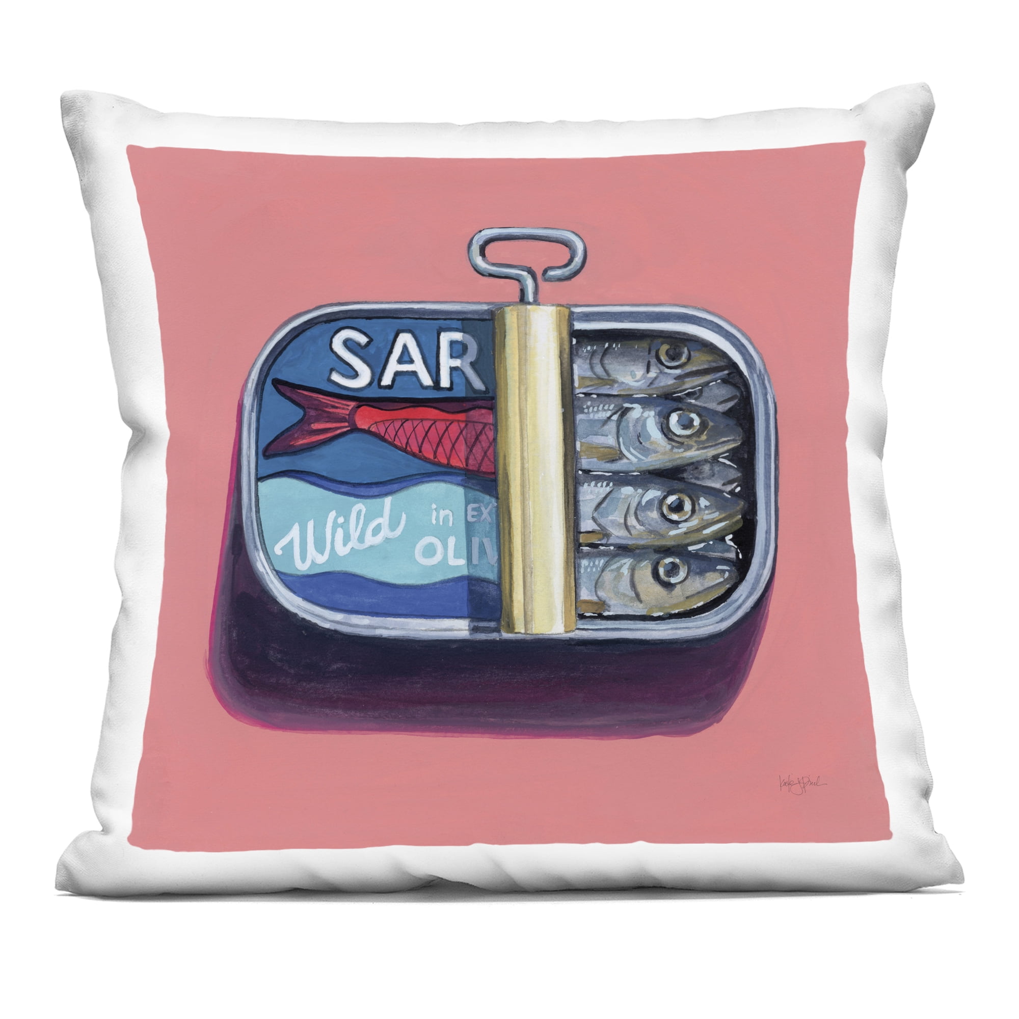 Stupell Industries Wild Sardines on Pink Decorative Printed Throw Pillow, design by Courtney Prahl