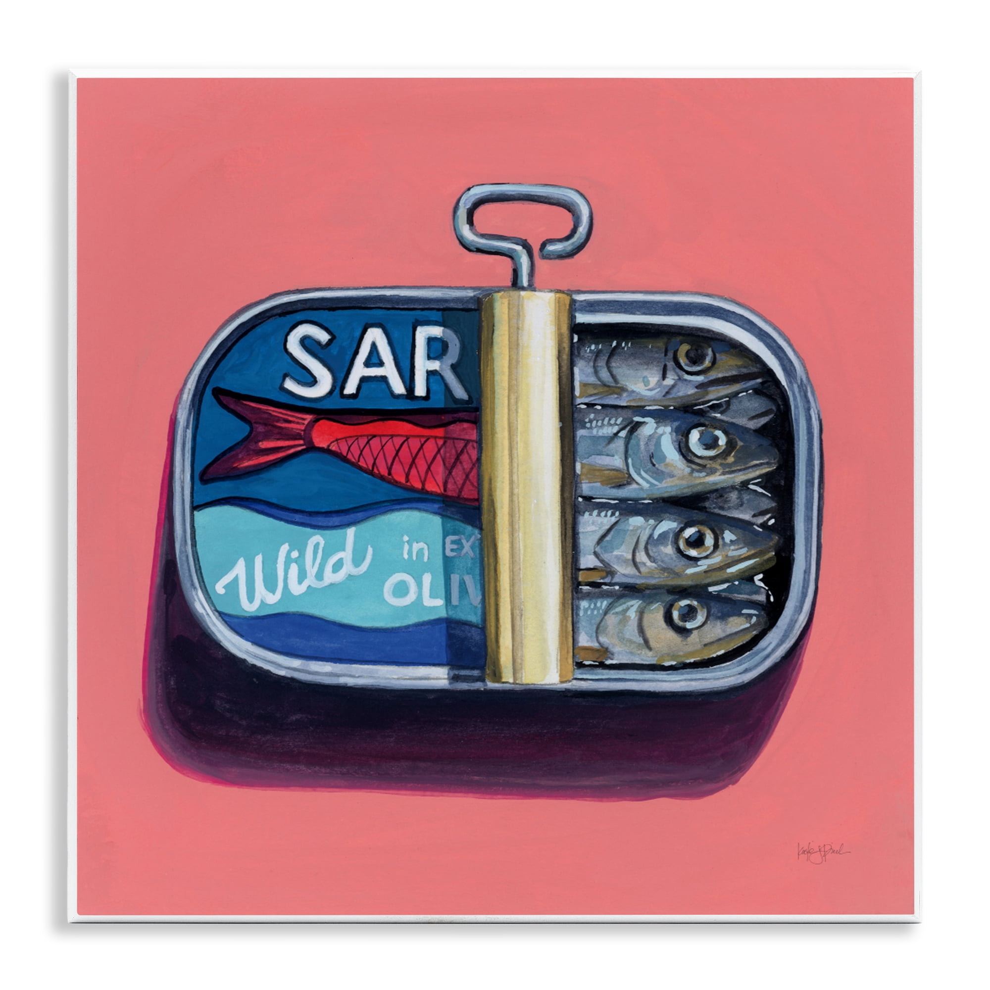 Stupell Industries Wild Sardines on Pink Wall Plaque Art, design by Kate Jarvik Birch