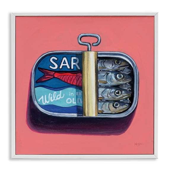 Stupell Industries Mid-Century Wild Sardines on Pink White Framed Giclee Art, 17 x 17, by Kate Jarvik Birch