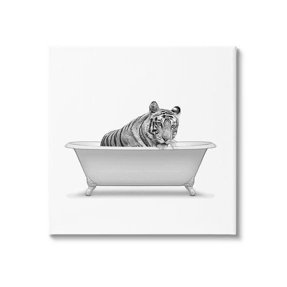 Stupell Industries Wild Tiger Claw Foot Bathtub Graphic Art Gallery Wrapped Canvas Print Wall Art, Design by Annalisa Latella