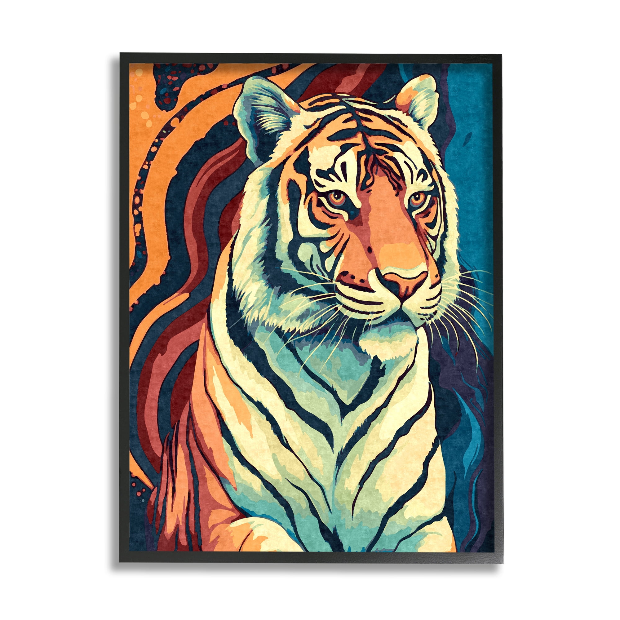 Stupell Industries Wild Tiger Painting Animals & Insects Painting Black Framed Art Print Wall Art, 11 x 14