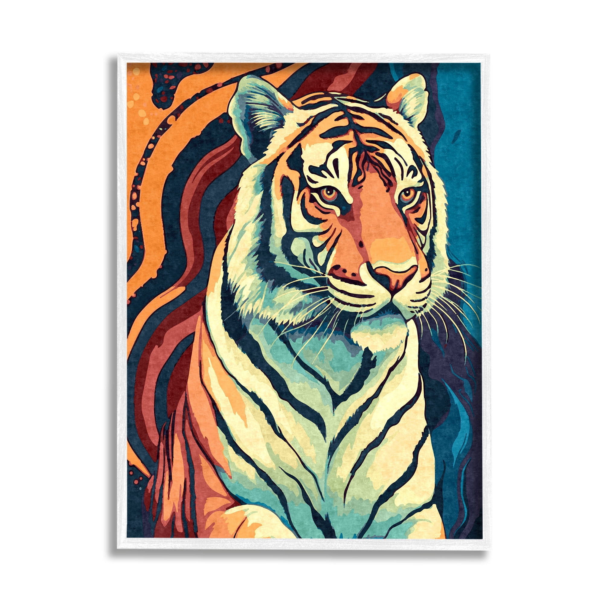 Stupell Industries Wild Tiger Painting Animals & Insects Painting White Framed Art Print Wall Art, 24 x 30