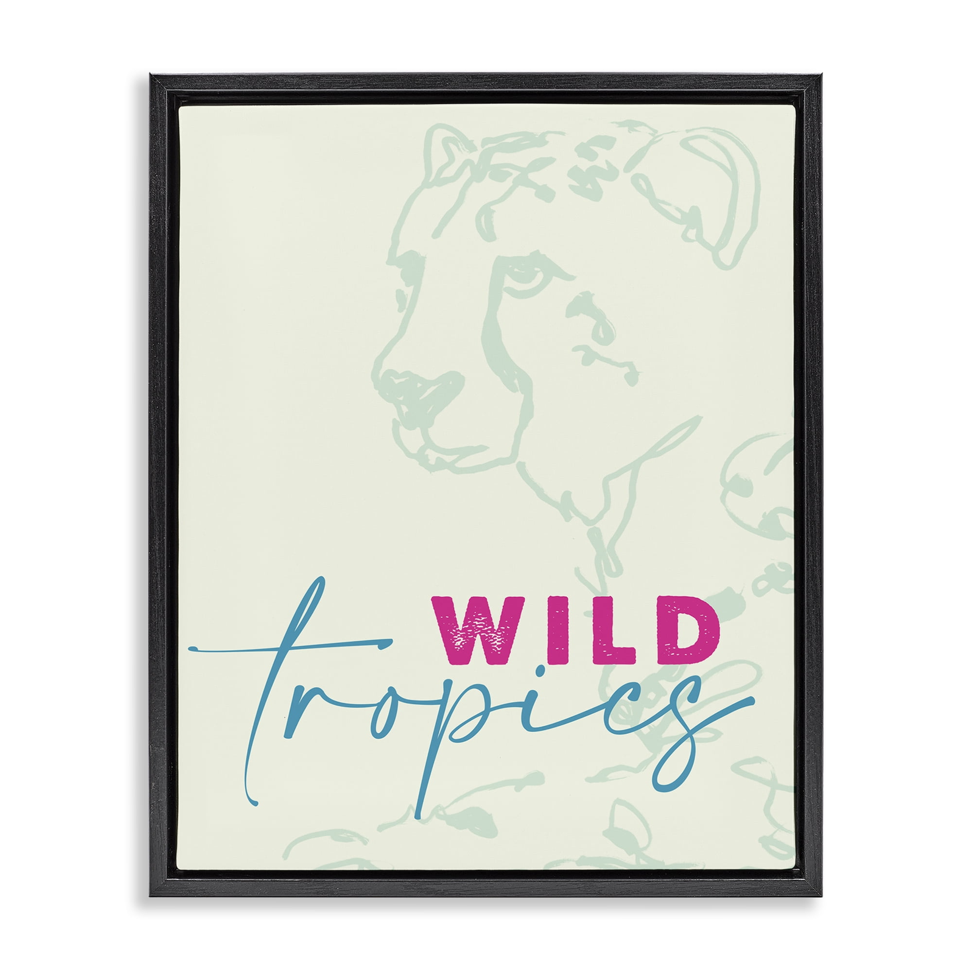Stupell Industries Wild Tropics Cheetah Black Framed Floater Canvas Wall Art, design by Lanie Loreth