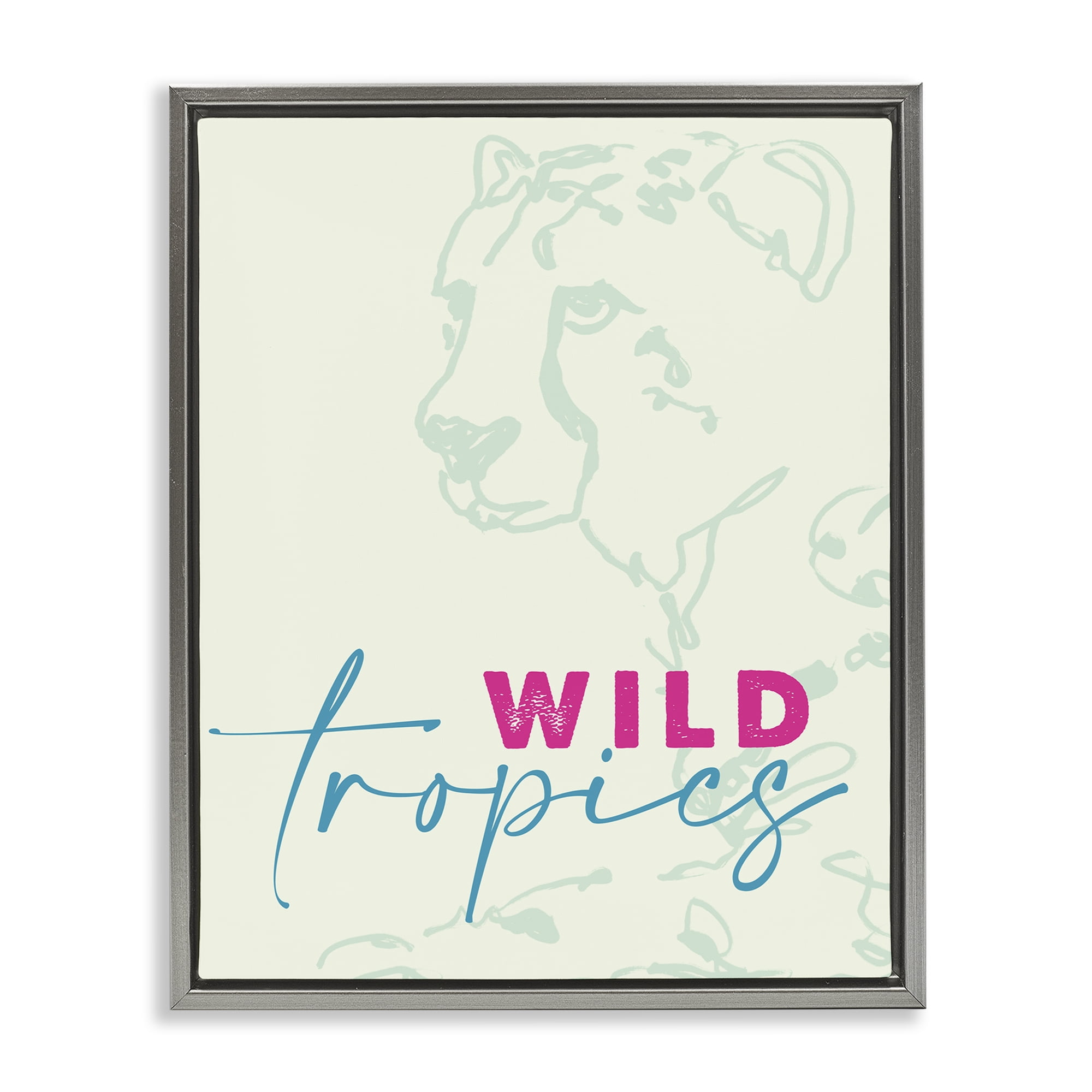 Stupell Industries Wild Tropics Cheetah Gray Framed Floater Canvas Wall Art, design by Lanie Loreth