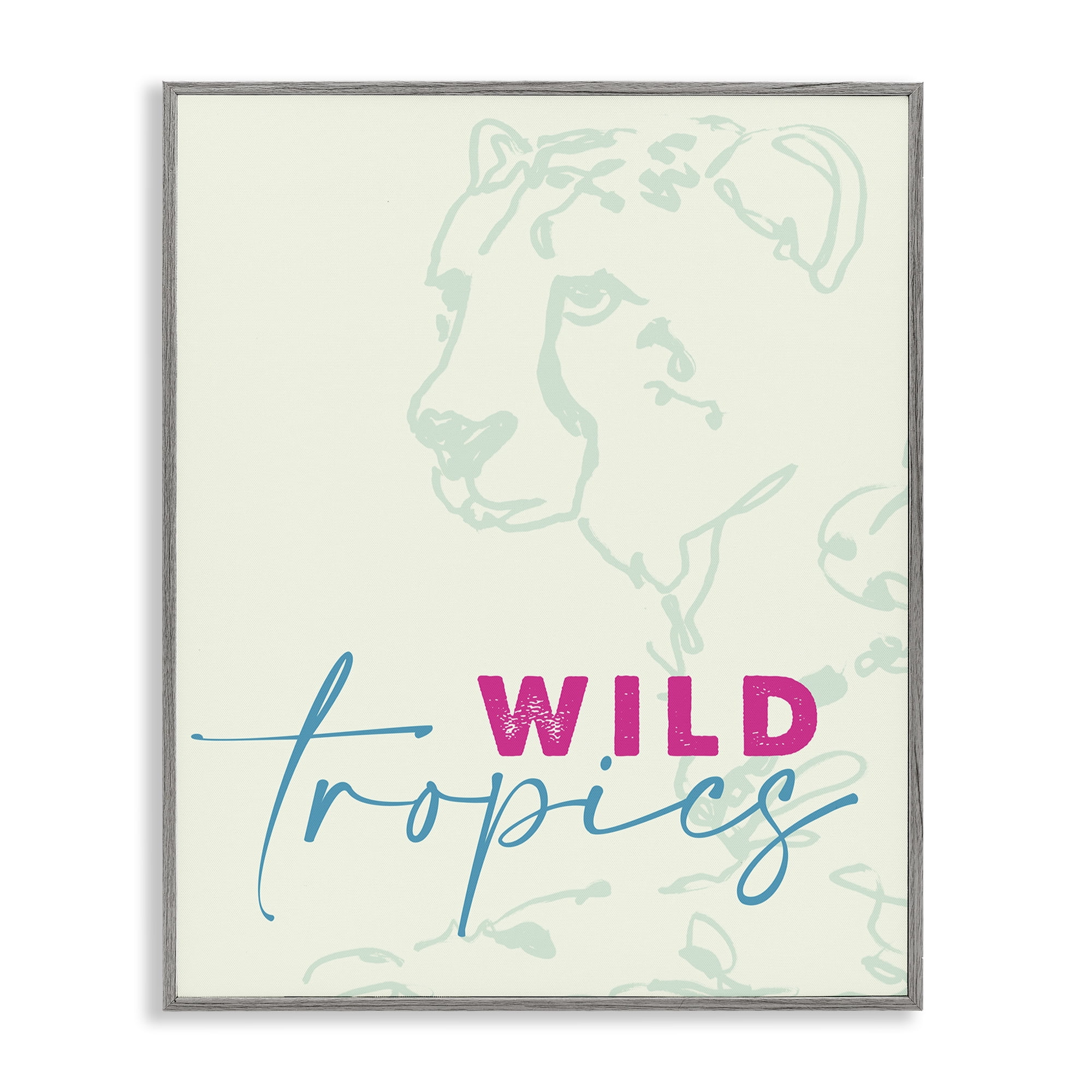 Stupell Industries Wild Tropics Cheetah Gray Framed Giclee Art, design by Lanie Loreth