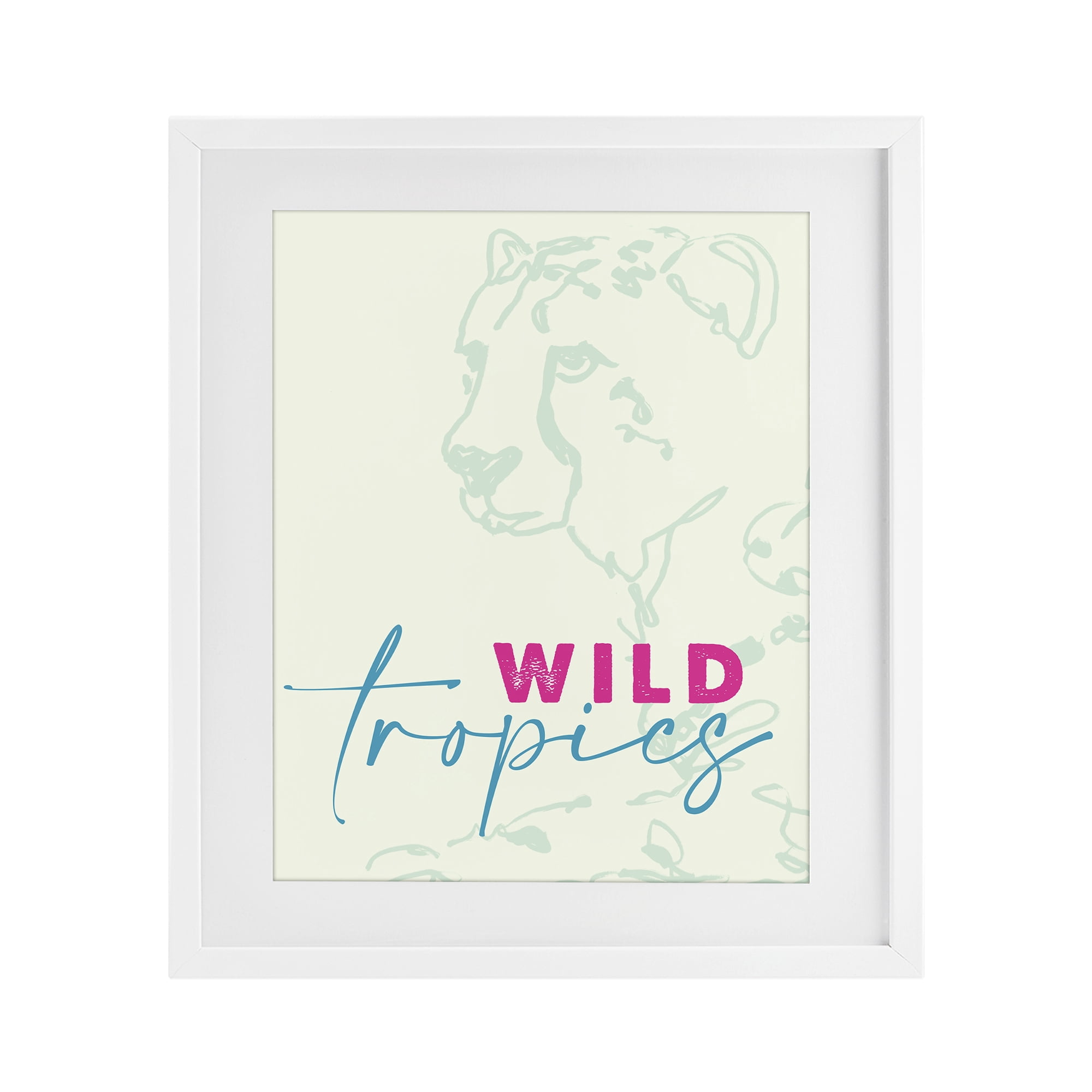 Stupell Industries Wild Tropics Cheetah White Framed Print Under Glass, design by Lanie Loreth