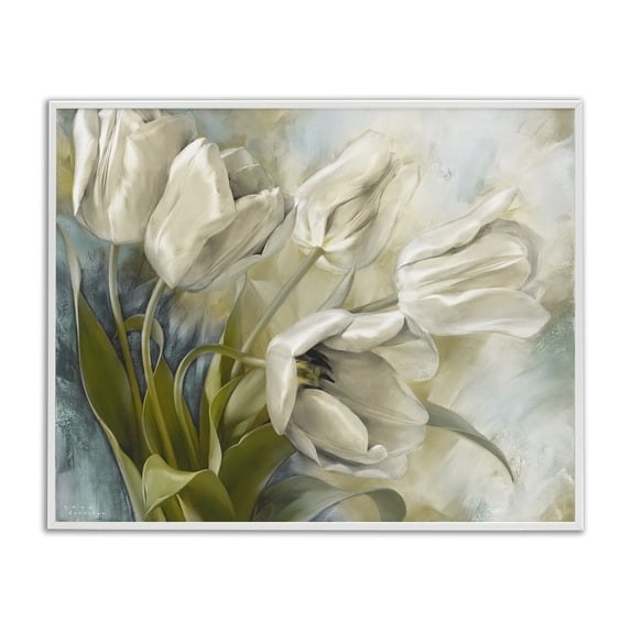 Stupell Industries Wild Tulips Close Up Plants & Flowers Painting White Framed Art Print Wall Art, 14 x 11