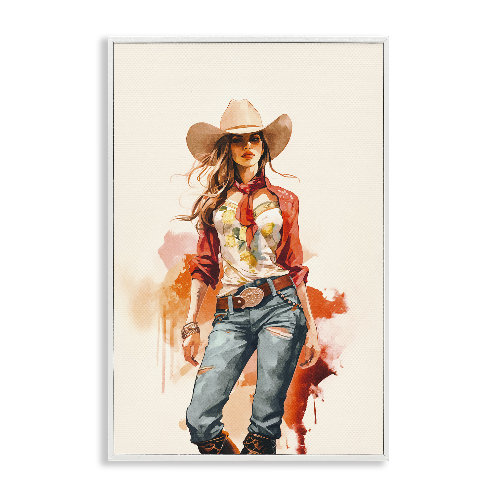 Stupell Industries Wild West Cowgirl Charm People Painting White Framed Art Print Wall Art, 12 x 18