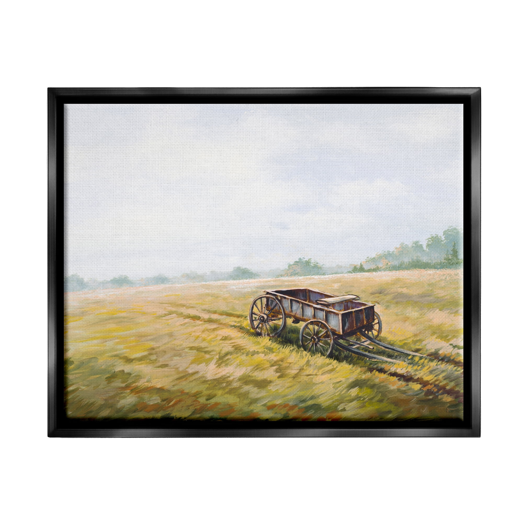 Stupell Industries Wild West Wagon Cart Rural Hill Farm Scenery Jet Black Framed Floating Canvas Wall Art, 24x30, by Bruce Nawrocke
