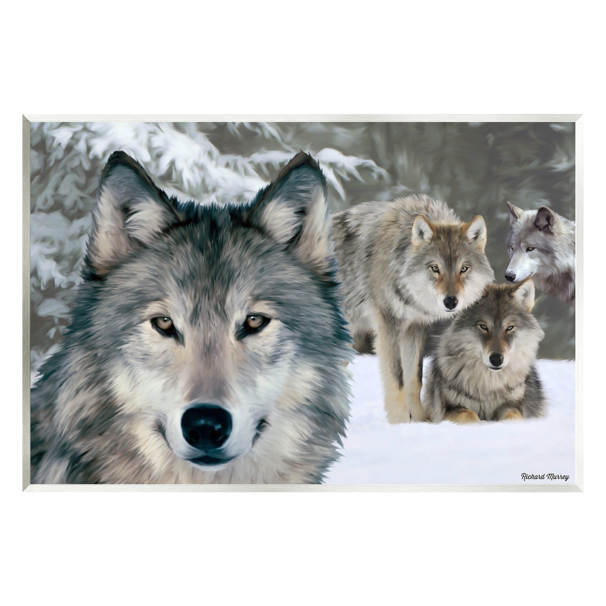 Stupell Industries Wild Wolves Snowy Winter Landscape Animals & Insects Photography Unframed Art Print Wall Art