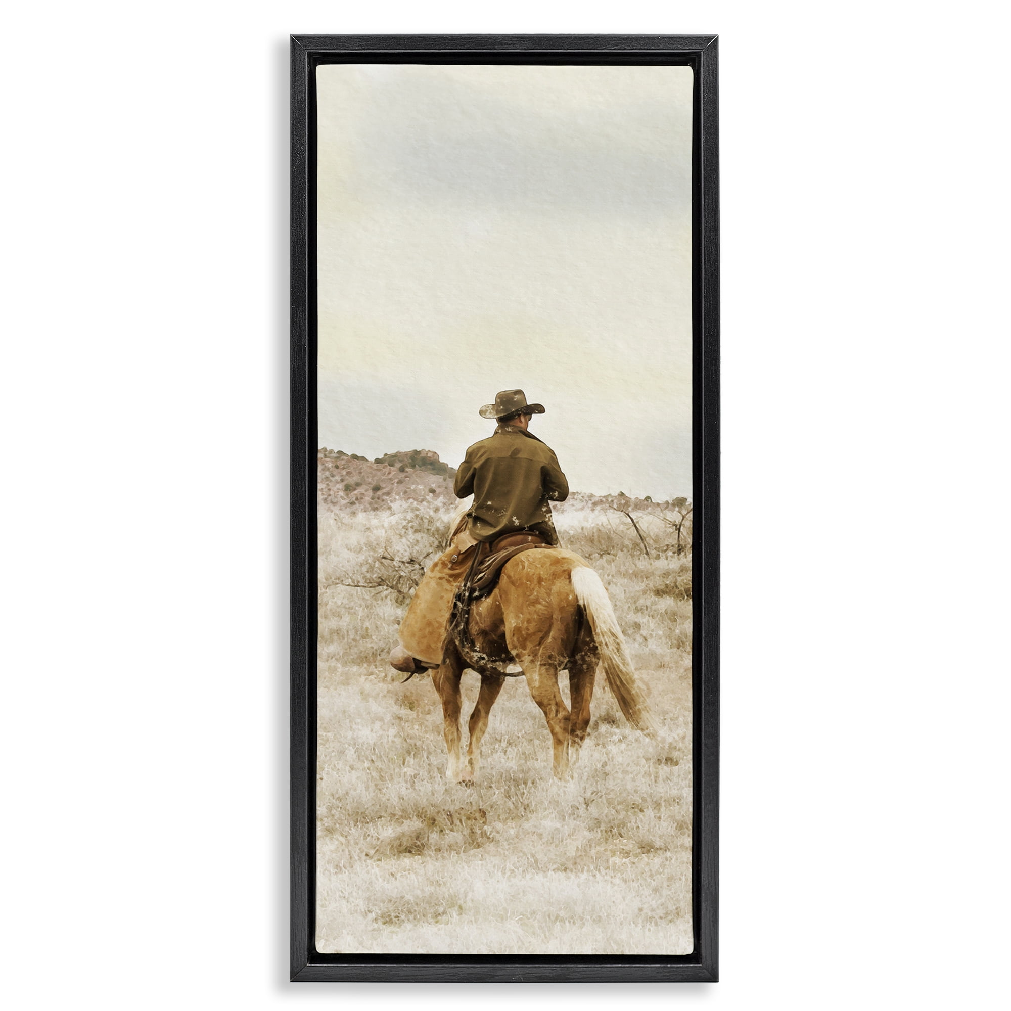Stupell Industries Wild Wrangling Cowboy Black Framed Floater Canvas Wall Art, design by Marcus Prime