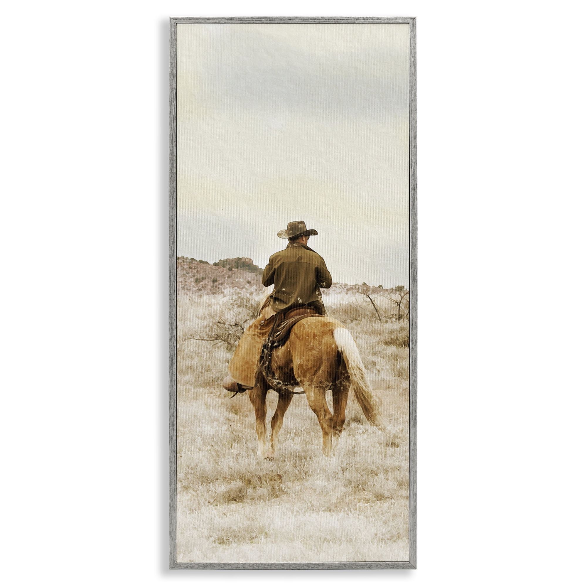 Stupell Industries Wild Wrangling Cowboy Gray Framed Giclee Art, design by Marcus Prime