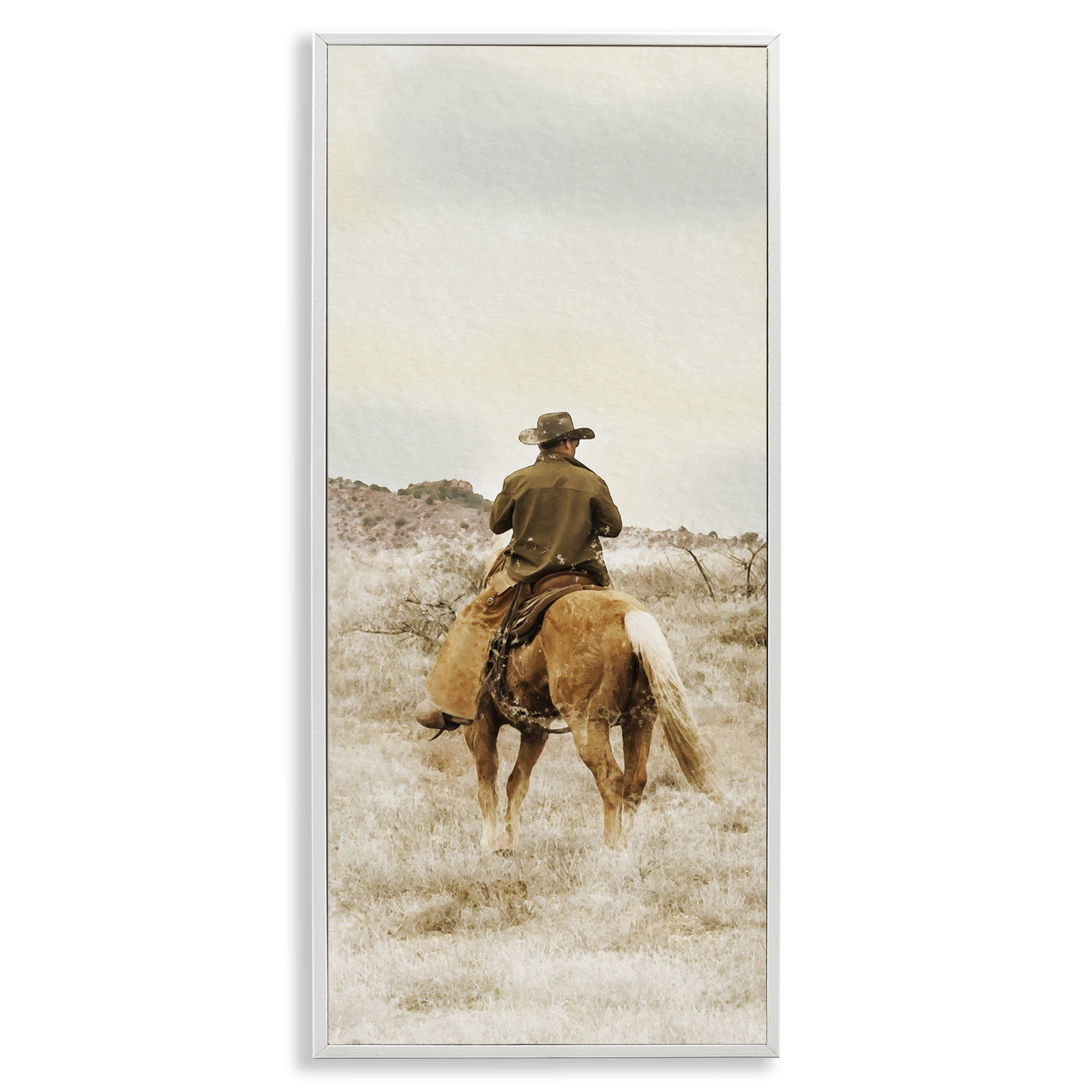 Stupell Industries Wild Wrangling Cowboy White Framed Giclee Art, design by Marcus Prime