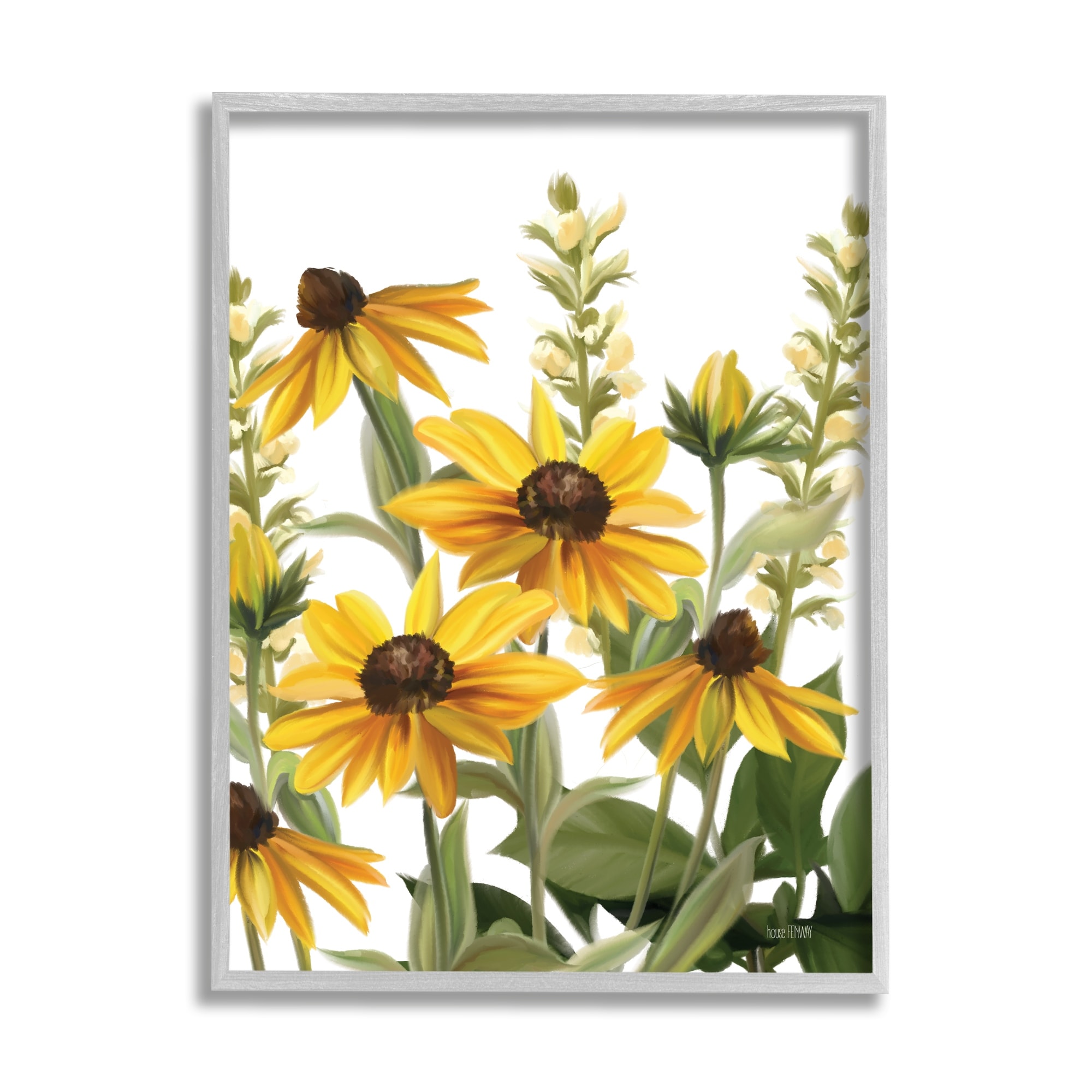 Stupell Industries Wild Yellow Daisies Spring Buds Tall Grass Painting,24 x 30, Design by House Fenway