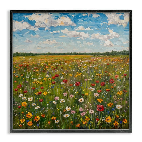 Stupell Industries Wildflower Blooms in Field Black Framed Giclee Art design by LSR Creative Studio, 12 x 12