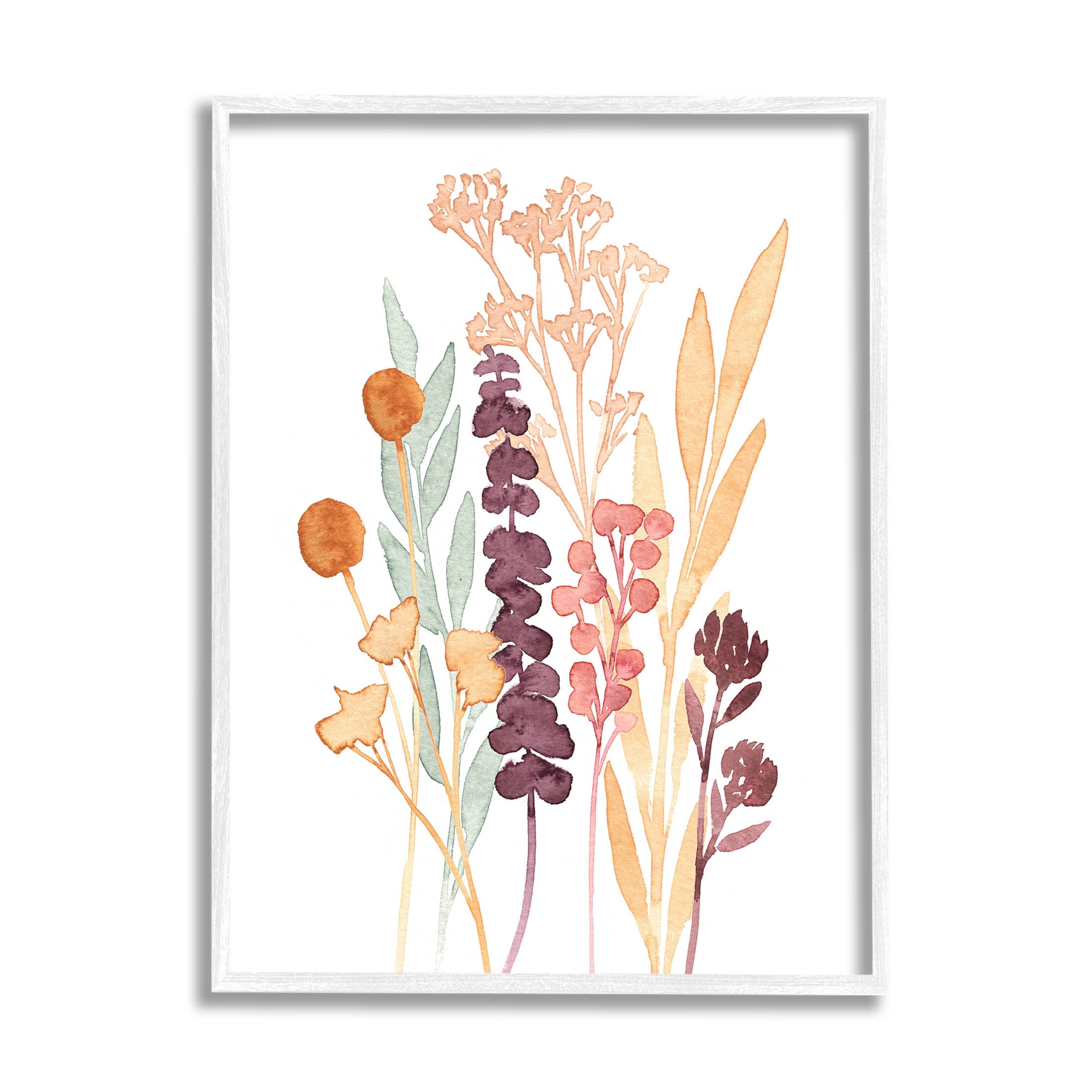 Stupell Industries Wildflower Botanicals Layered Herbs Graphic Art White Framed Art Print Wall Art, Design by Annie Warren