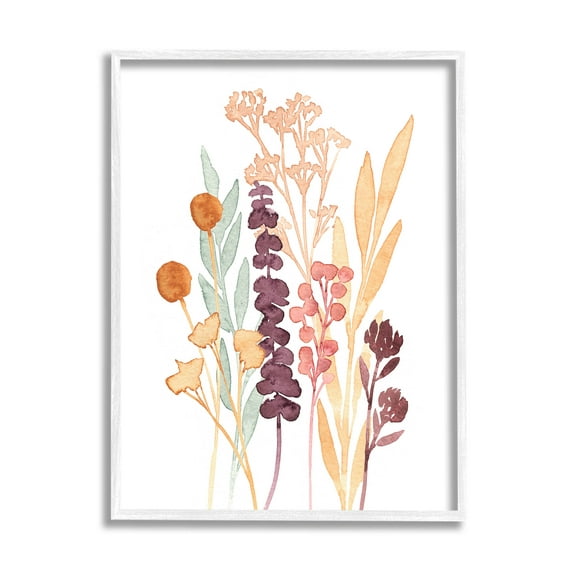 Stupell Industries Wildflower Botanicals Layered Herbs Graphic Art White Framed Art Print Wall Art, Design by Annie Warren