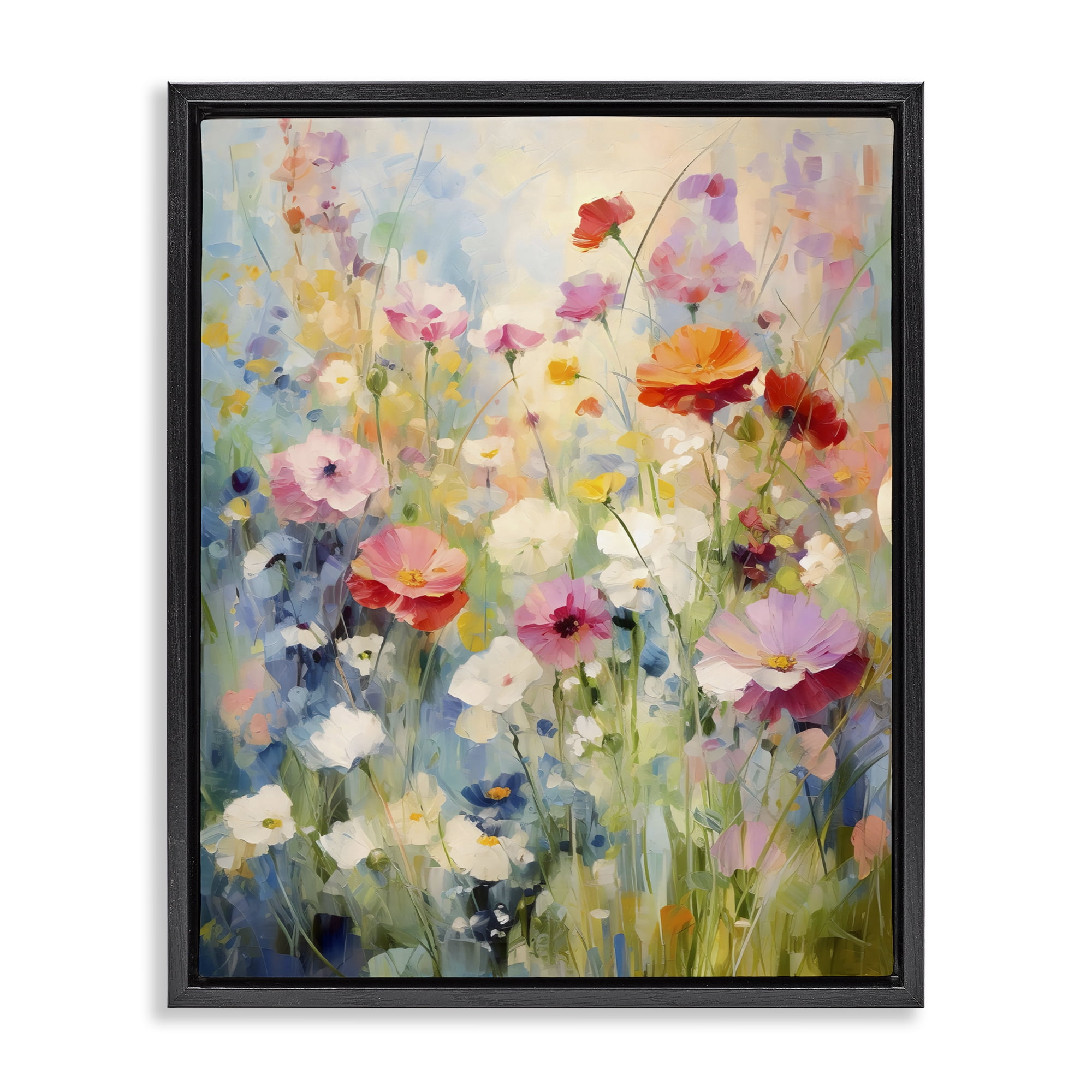 Stupell Industries Wildflower Breeze Impression Black Framed Floater Canvas Wall Art, design by Creative Studio